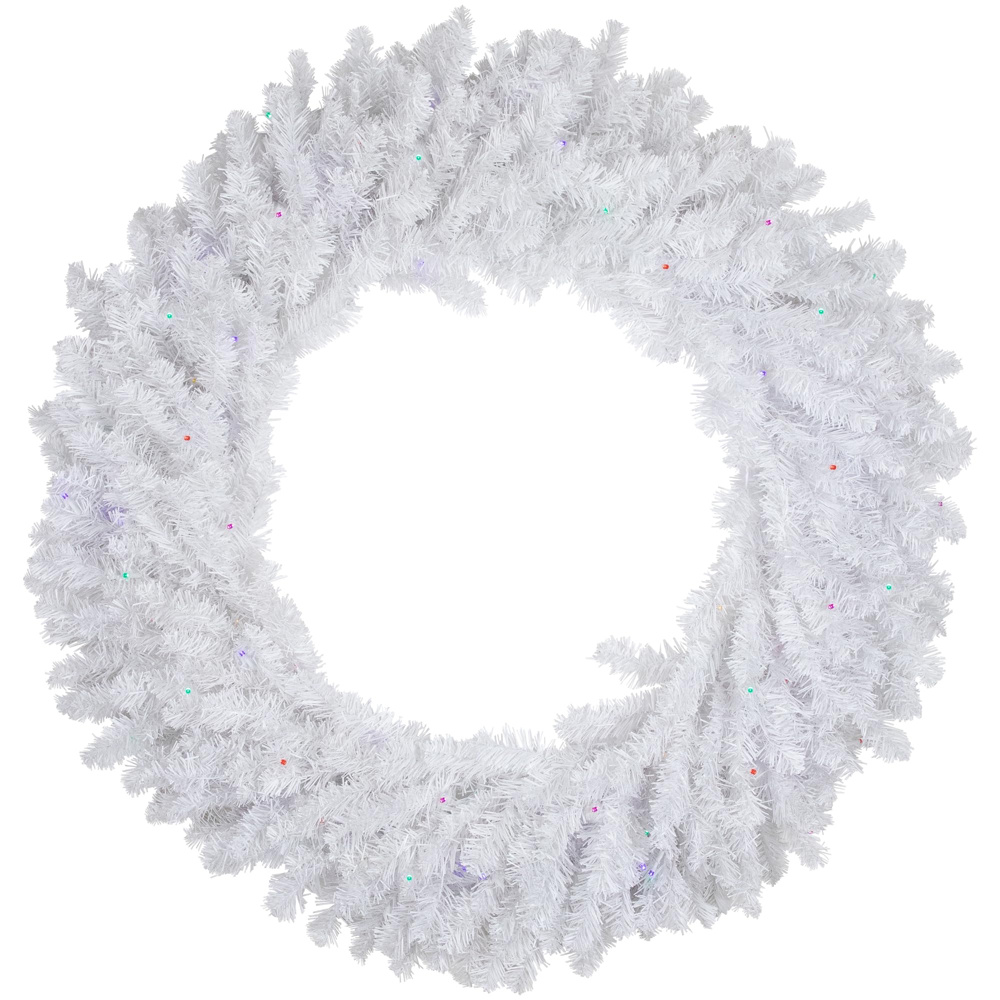 Pre-Lit White Pine Battery Operated Christmas Wreath - 36 - Multicolor LED Lights
