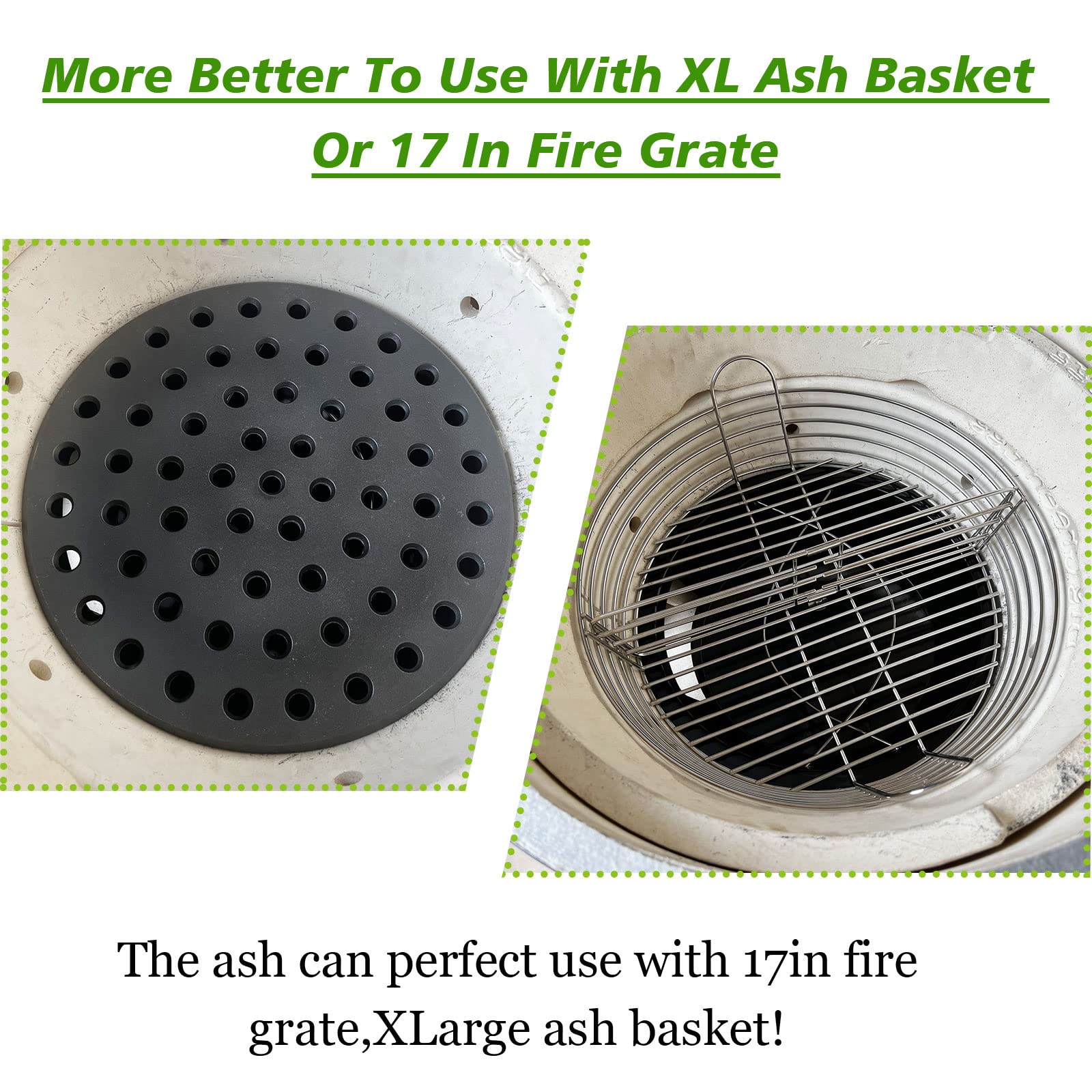 Kamaster Ash Can With Handle For Xlarge Big Green Egg,Charcoal Ash Collector Must Haves Big Green Eggs Accessories Carbon Steel