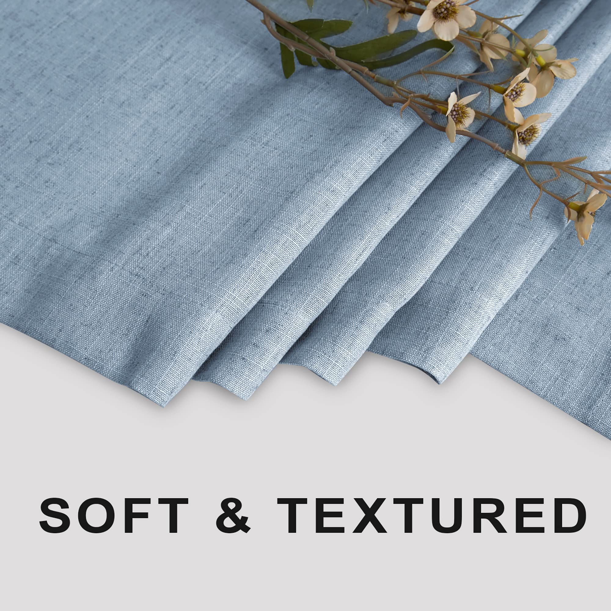 Koufall Grey Blue Shower Curtains For Bathroom Linen Fabric Stall Size Small Shower Curtain Liner With Hooks 36X72 Inch