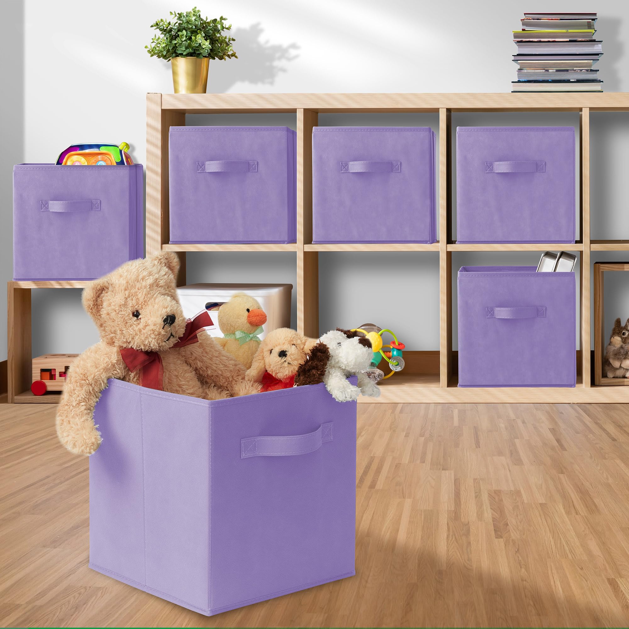 Casafield Set of 6 Collapsible Fabric Cube Storage Bins  Lavender - 11'' Foldable Cloth Baskets for Shelves  Cubby Organizers & More