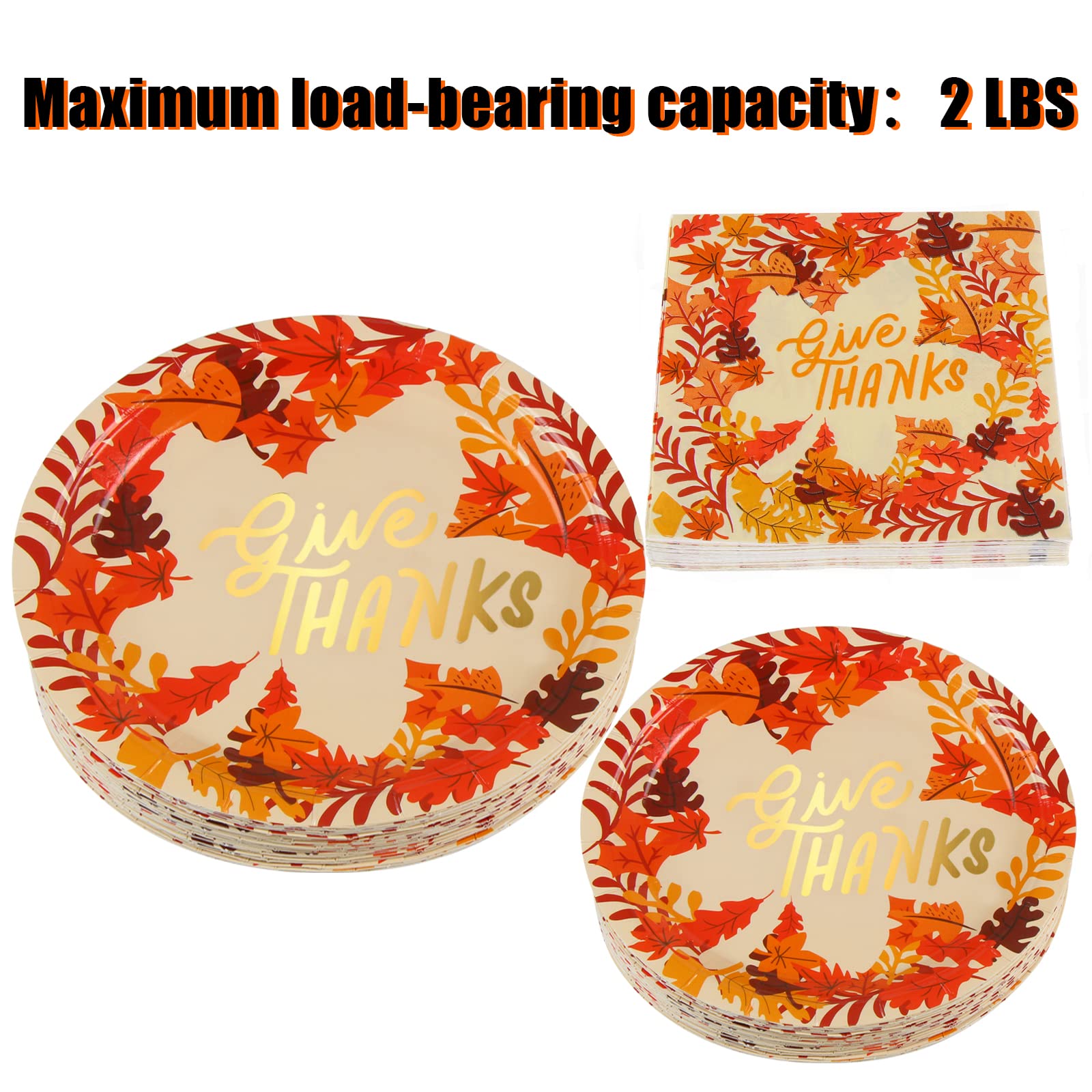 DIYASY 96 Pack Thanksgiving Paper Plates and Napkins, Fall Disposable Plates Dinnerware Heavy Duty Dessert Dinner Plate for 24 G