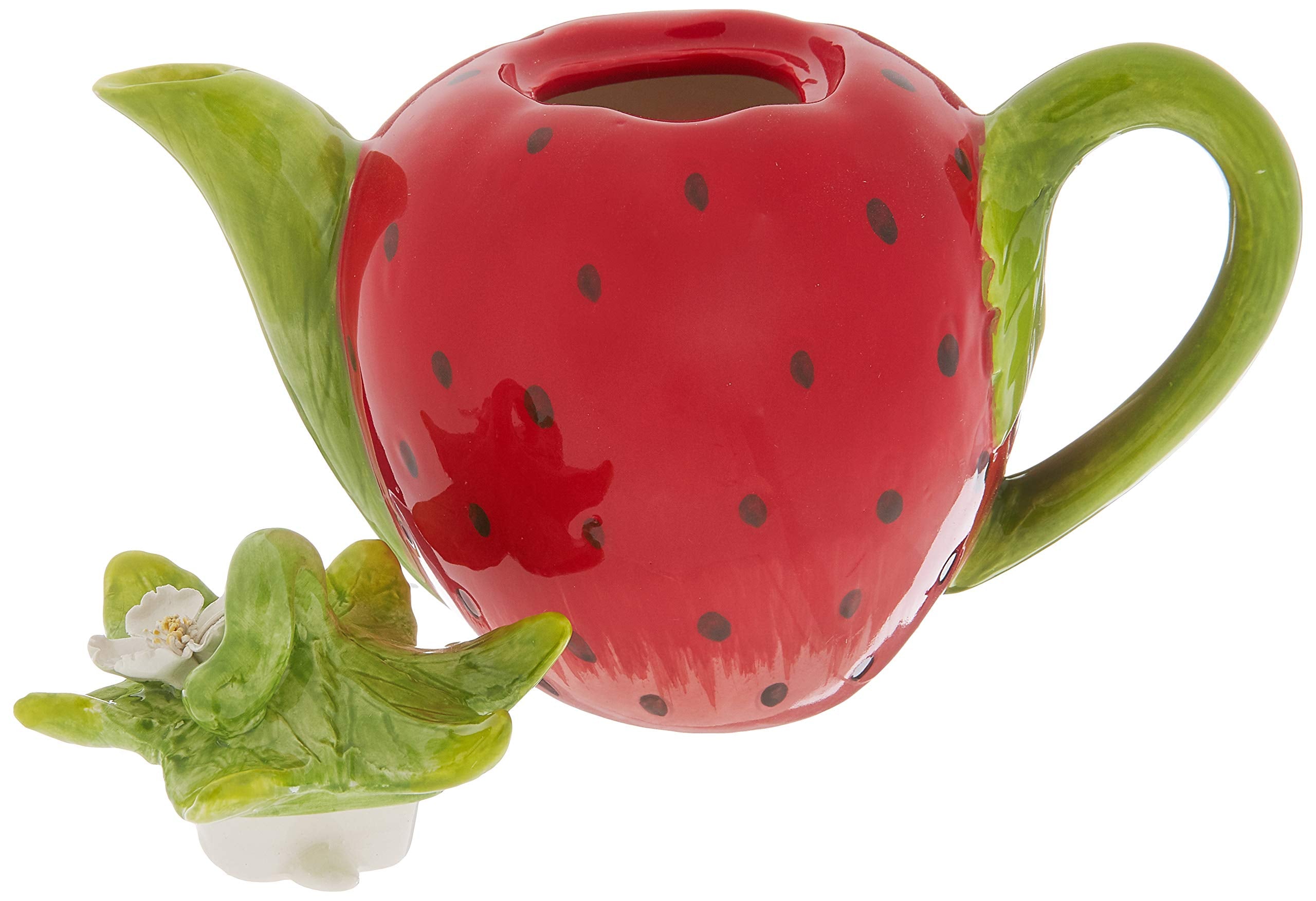 Cosmos Gifts Strawberry Ceramic Teapot, 5-1/4-Inch