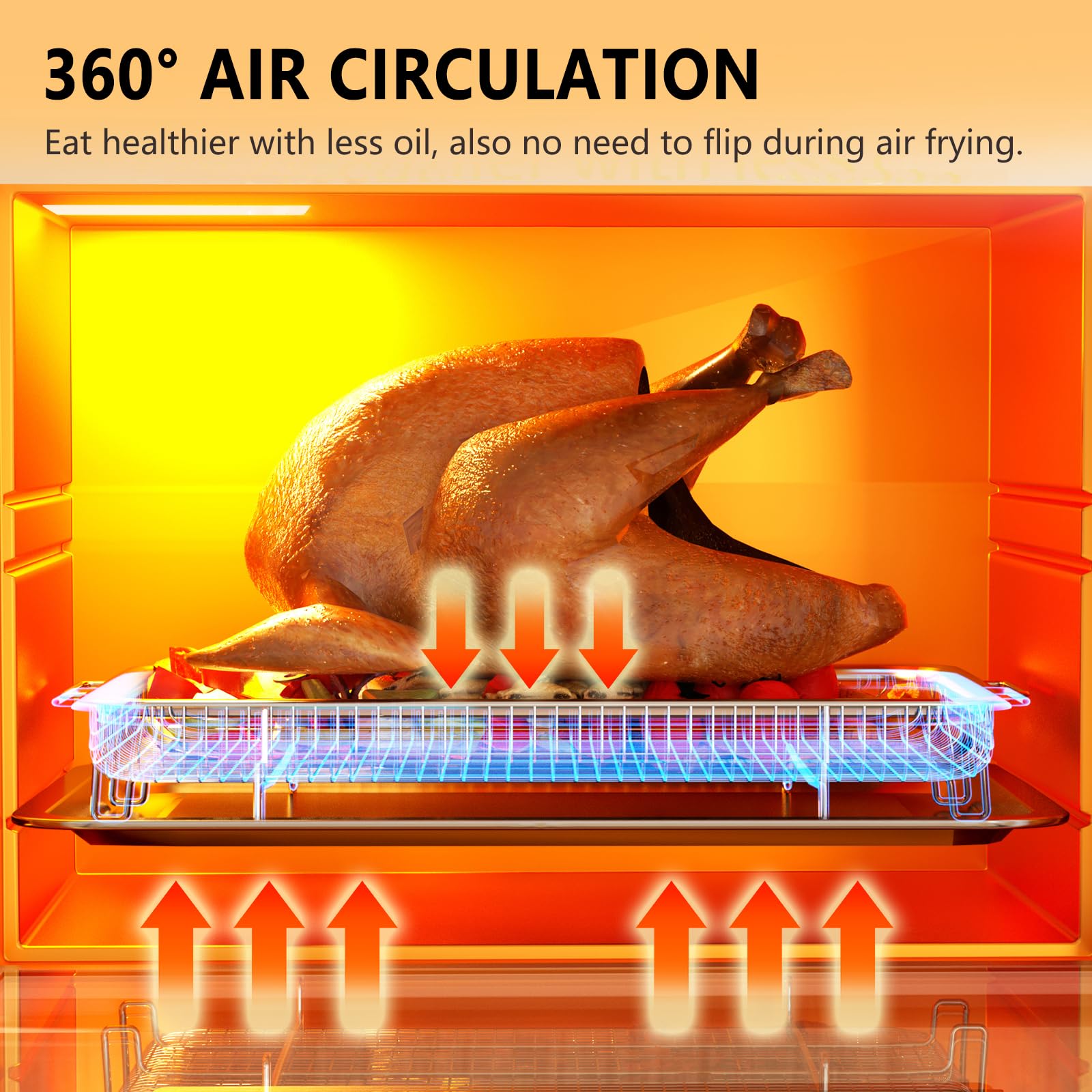 Air Fryer Basket For Oven, Openice 15.6'' X 11.6'' Large Air Fryer Basket And Pan With 30Pcs Parchment Papers, Stainless Steel O