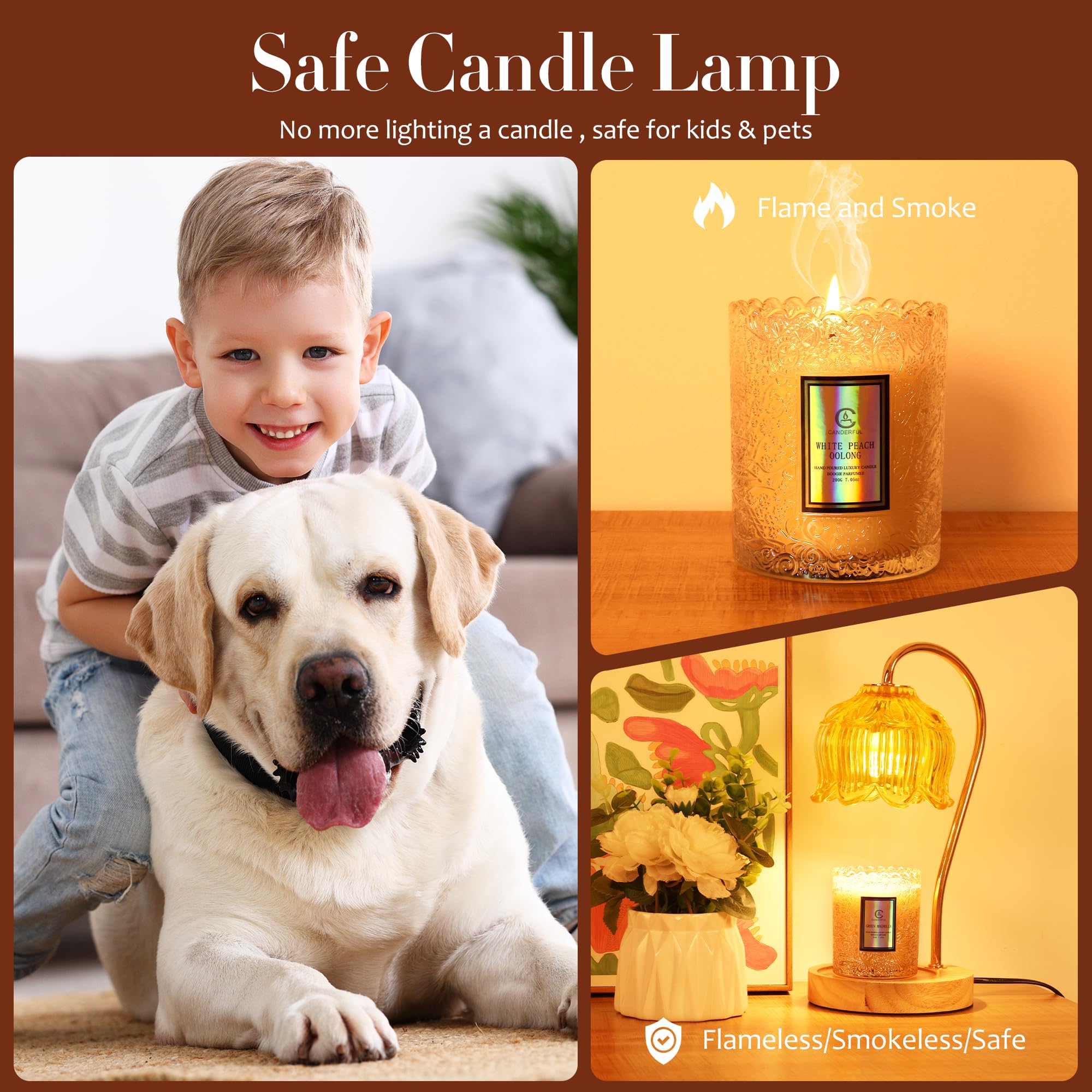 Merrtody Dimmable Flower Candle Warmer Lamp with Timer - Compatible with Various Candles - Christmas & Mother s Day Gift for Wo