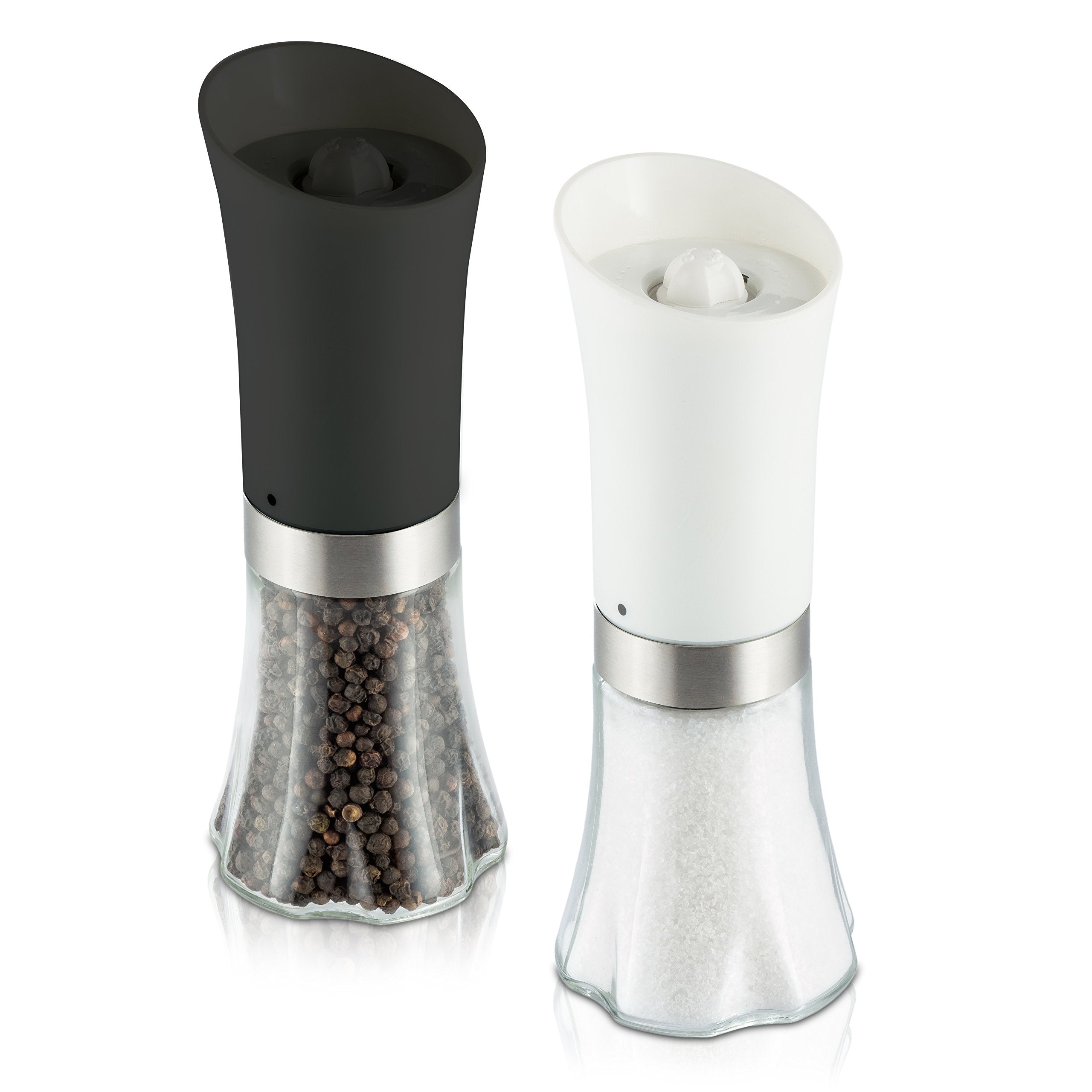 Modernhome Deluxe Electric Salt & Pepper Mill Set, Black/White