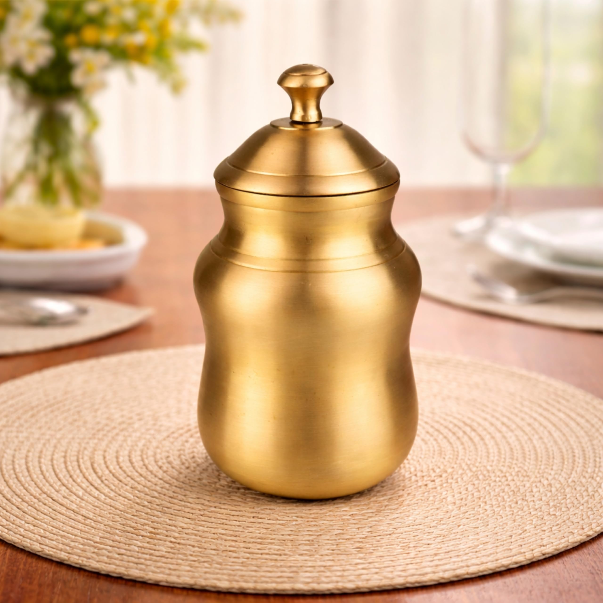 Bhunes Brass Ghee Box Storage Container Pooja Masala Dabba Pittal Ghee Holder Kanchu Spice Pot Kitchen Ritual Storage Temple Poo