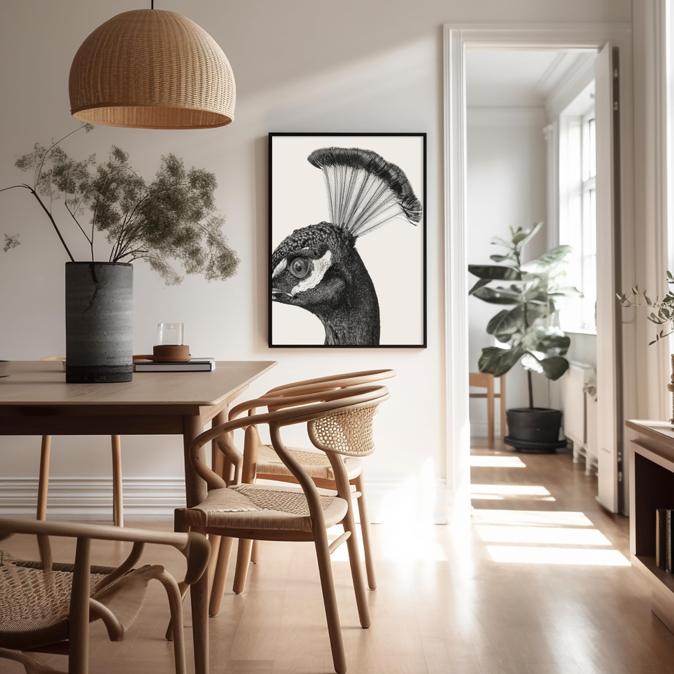 Poster Master Vintage Peacock Poster - Retro Peacock Head Print - Bird Portrait Art - Gift for Him, Her, Bird Watcher, Animal Lo