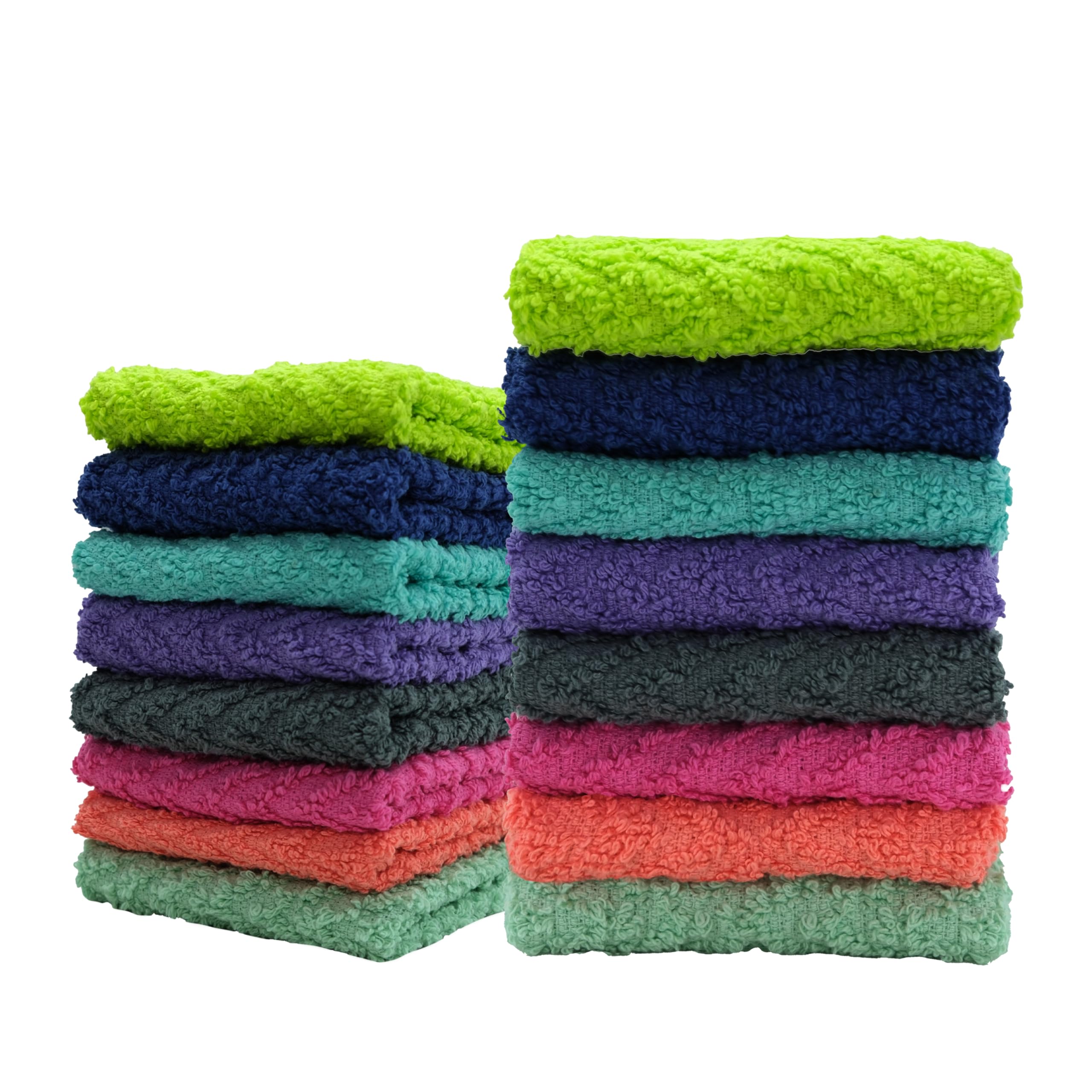 ZUPERIA Zigzag Multicolor Wash Cloths - 24 Pack, 12"x12", Soft & Highly Absorbent, Reusable Gym Towels, Hotel Spa Quality