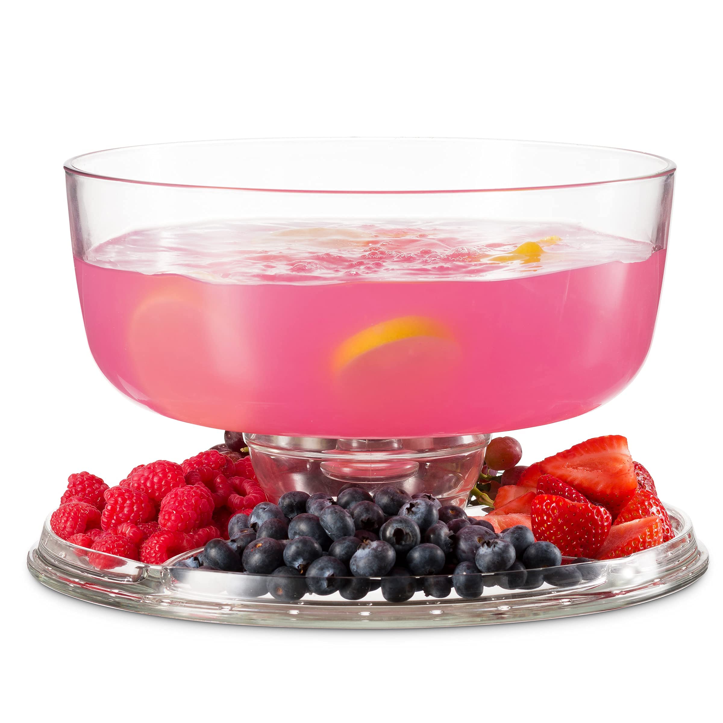 Godinger Cake Stand And Serving Plate Platter With Dome Lid, 6 In 1 Multi-Purpose Use, Crystal Glass Footed Cake Stand, Salad Bo