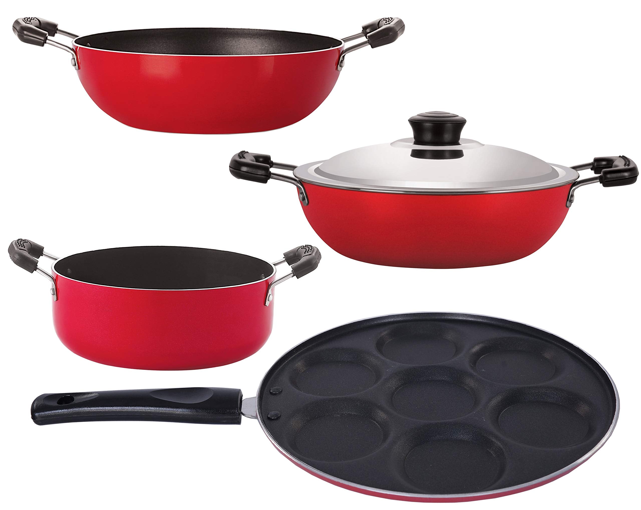 Nirlon NonStick 4 Piece Spiral Bottom Aluminium Cookware Set