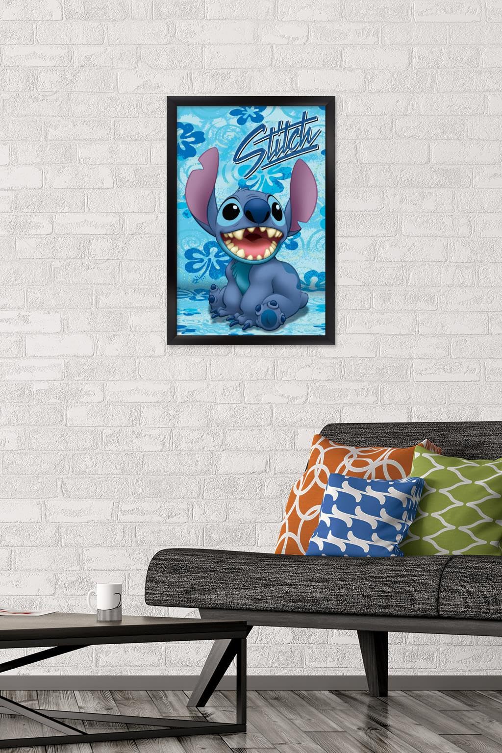 Trends International Disney Lilo And Stitch - Sitting Wall Poster, 14.72'' X 22.37'', Black Framed Version