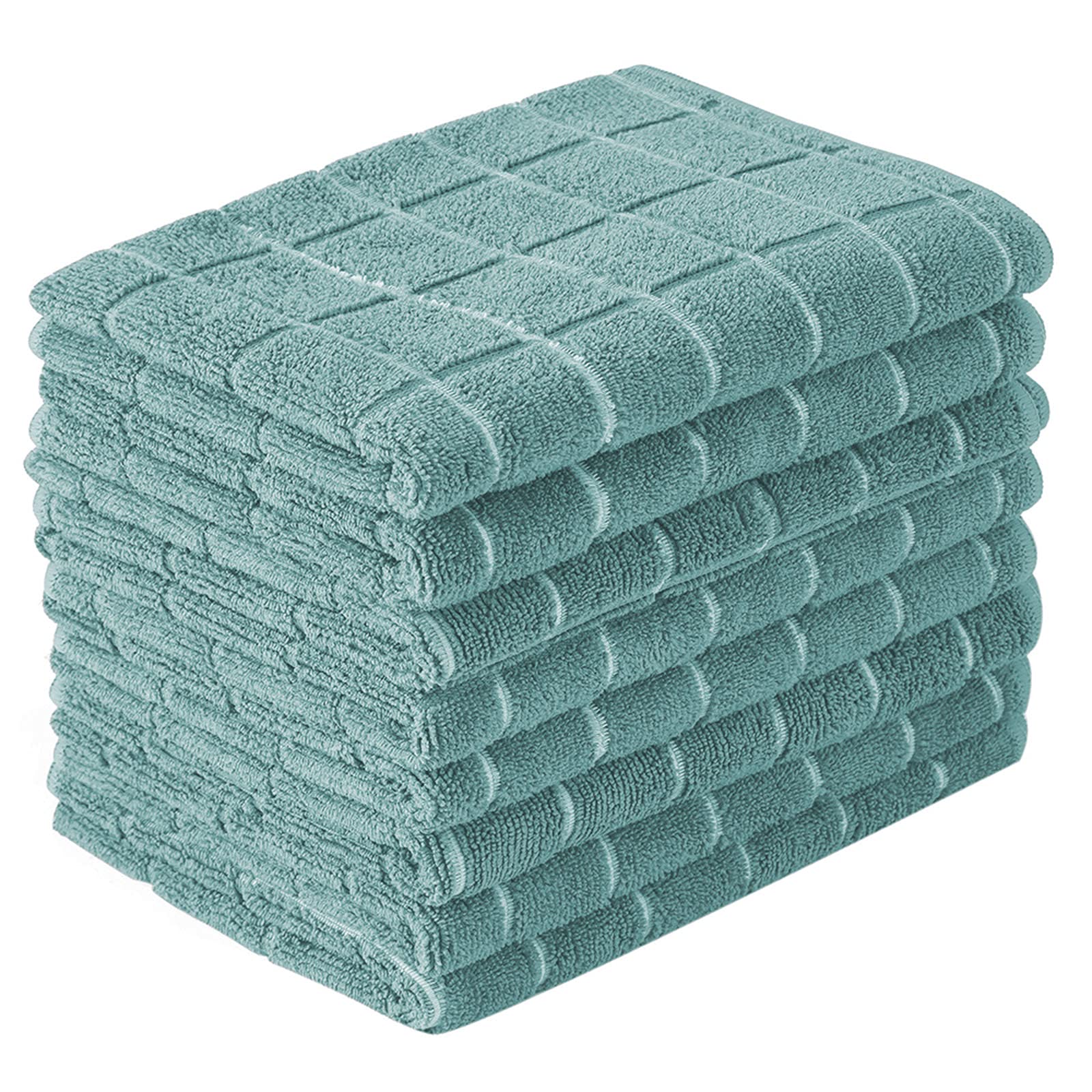 Microfiber Dish Towels - Soft, Super Absorbent And Lint Free Kitchen Towels - 8 Pack (Lattice Designed Lake Blue Colors) - 26 X