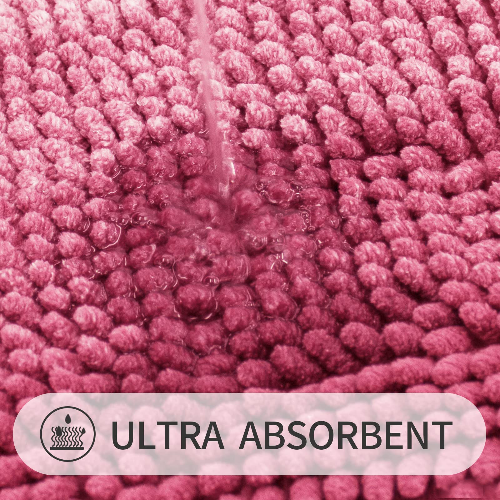 Gibelle Pink Bathroom Rug Set 2 Piece, Chenille Non Slip Bath Mat Set, Absorbent Shower Rug And Bath Room Floor Mats, Quick Dry