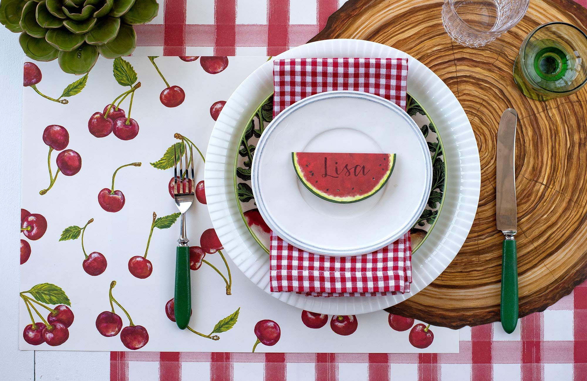 Hester And Cook Die-Cut Wood Slice Paper Placemat