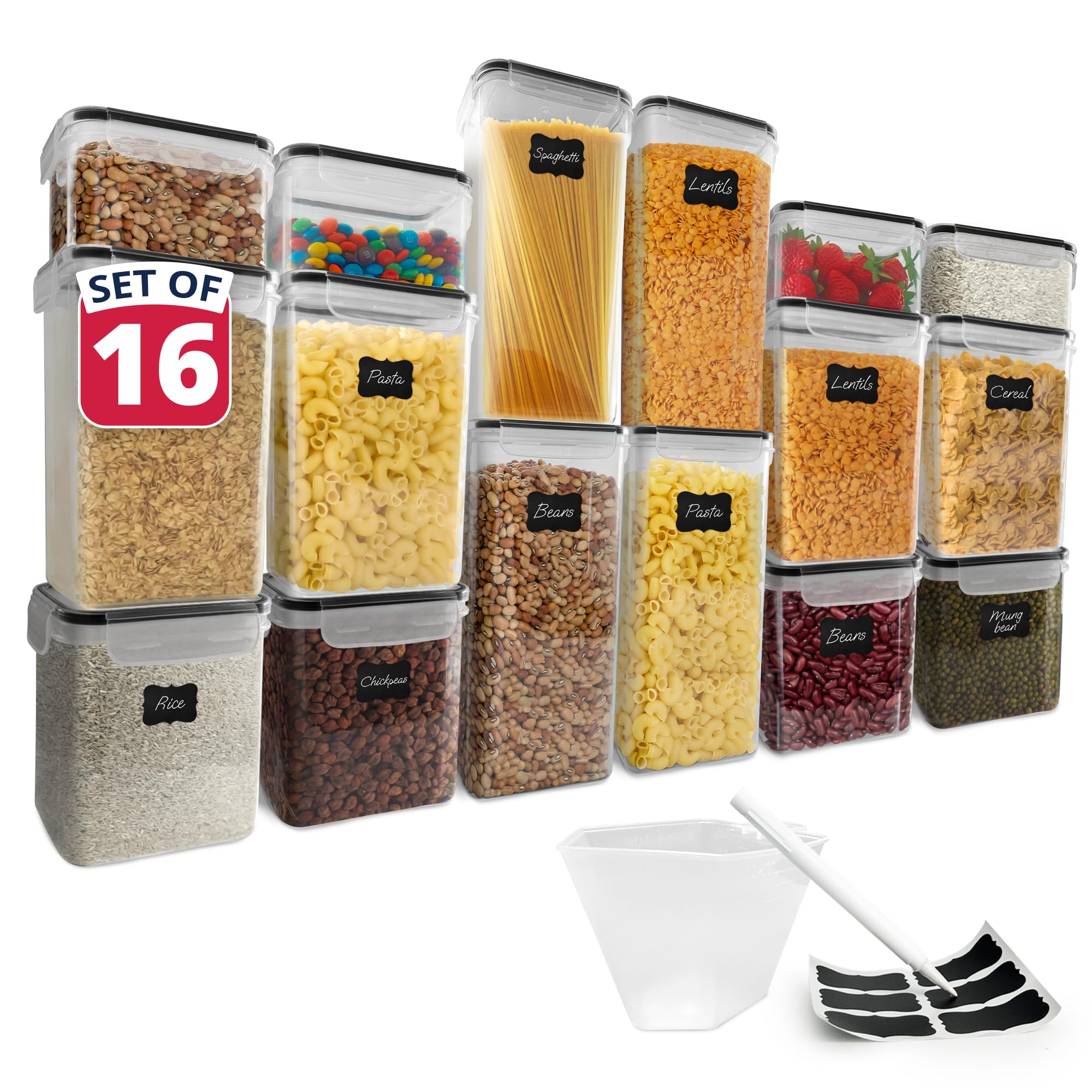 Reli. Pantry Organizers & Storage | Food Containers with Lids, 16 Sets