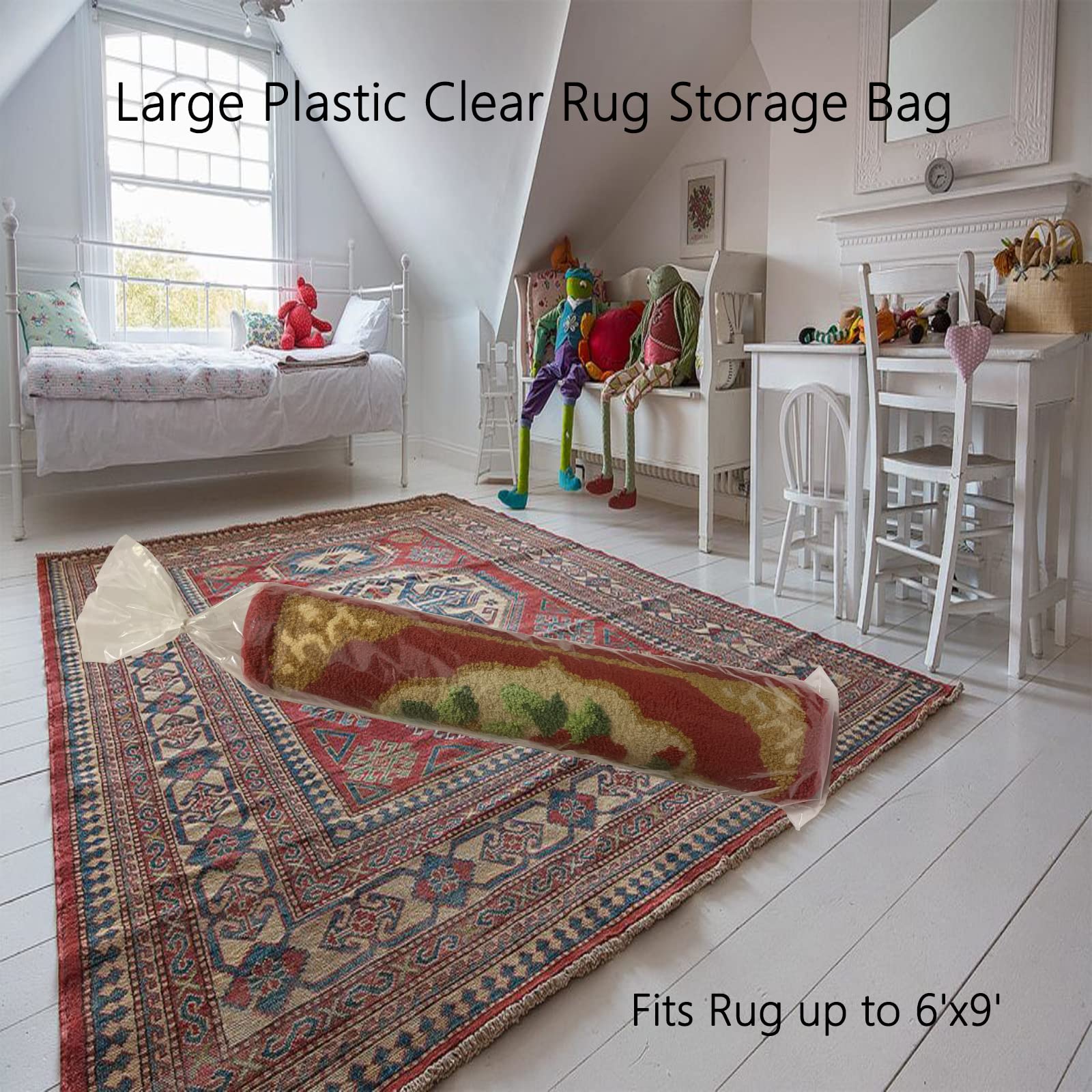 4 Pcs Clear Plastic Rug Storage Bags, Fits Rug Up To 6'X9', 4.5 Mil Heavy Duty Rug Storage Bag With 10 Ties,Clear Carpet Bag For