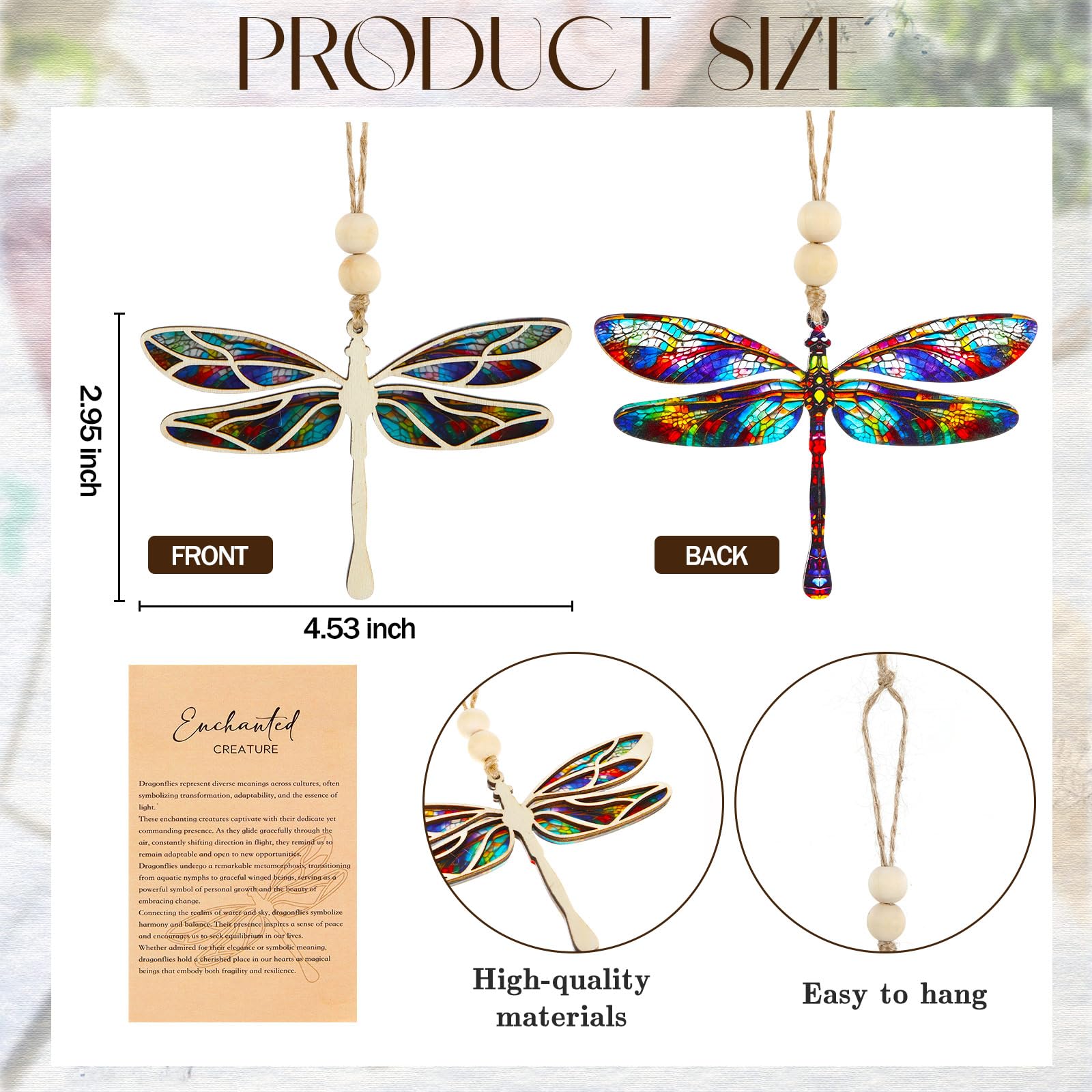 Geelin 6 Pcs Dragonfly Gifts for Women, Dragonfly Ornaments with Story Card, Dragonflies Decor Suncatcher Effect, Dragon Fly Sta