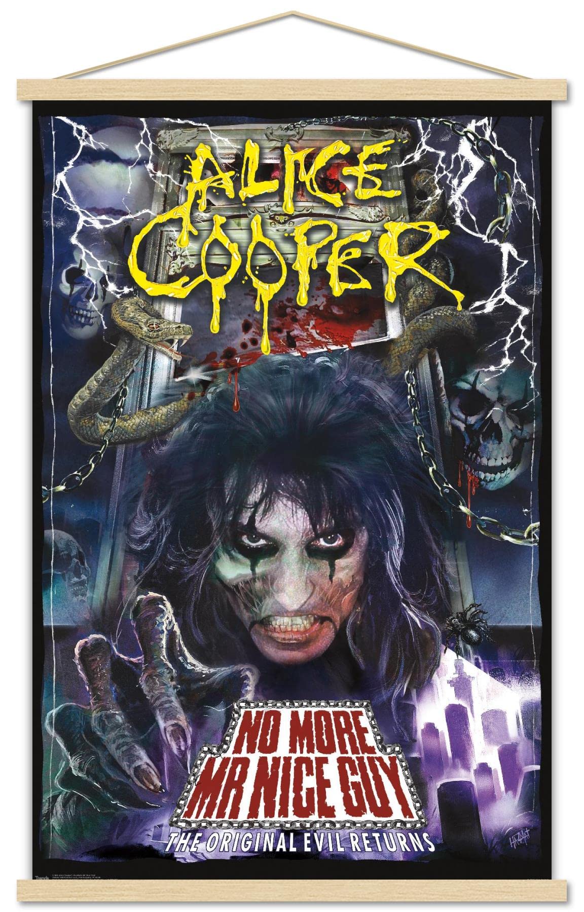Trends International Alice Cooper - No More Mr. Nice Guy Wall Poster, 22.375'' X 34'', Premium Print And Beechwood Hanger Bundle