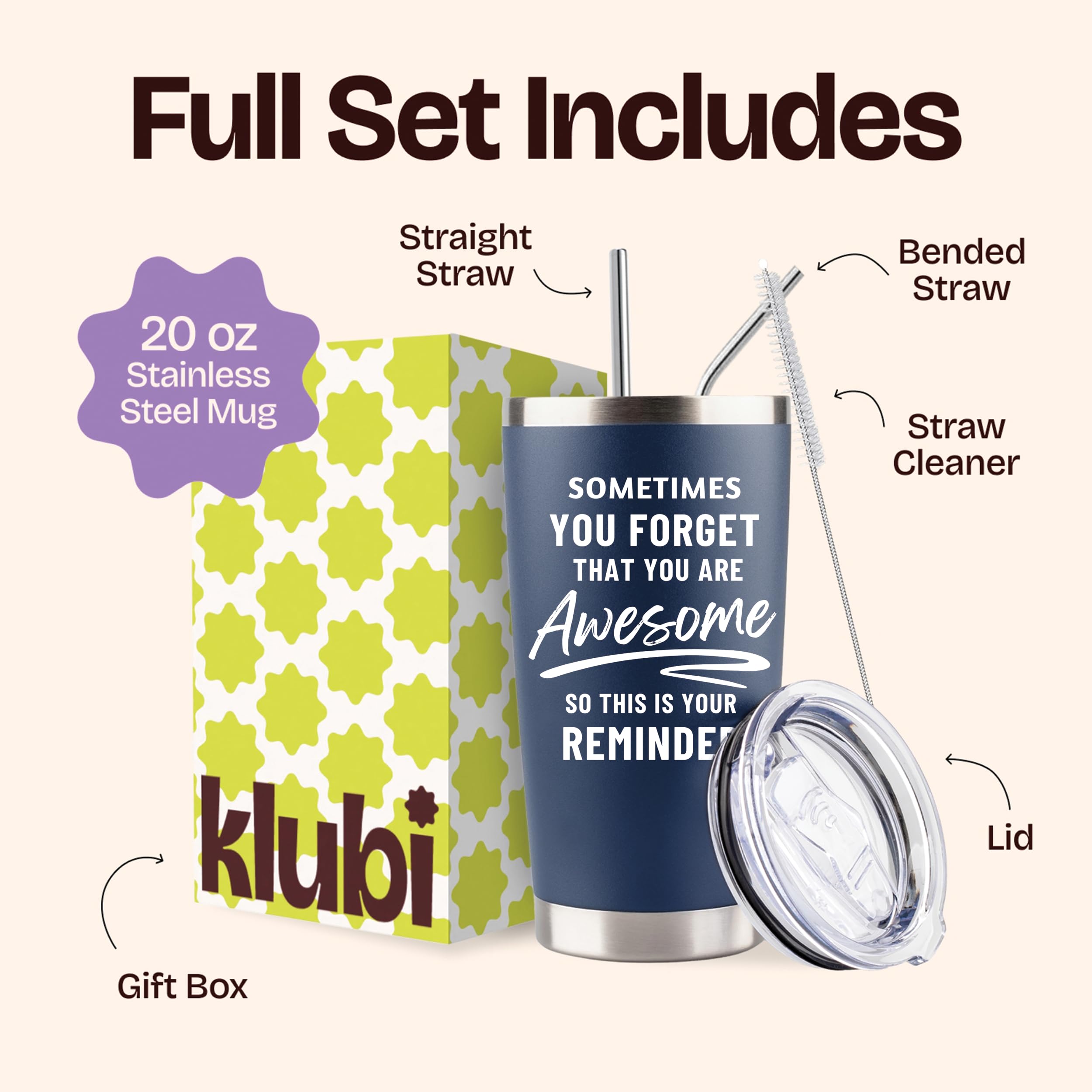 Birthday Gifts for Men Dad Cup - Sometimes You Forget Your Awesome Gifts Navy 20oz Motivational Coffee Tumbler Birthday Gift for