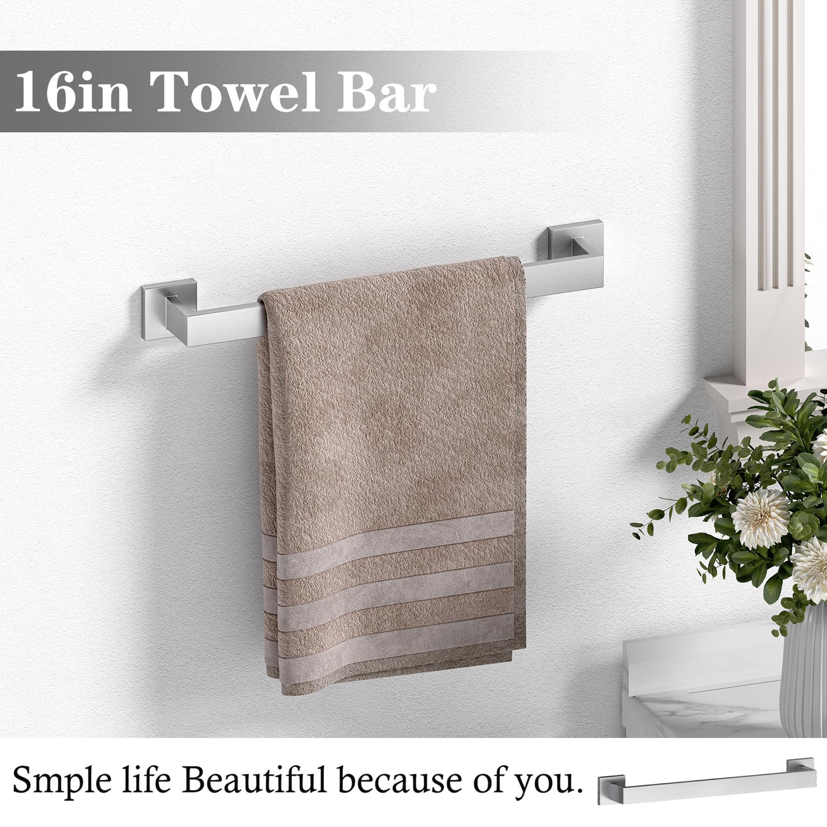 12-Piece Brushed Nickel Bathroom Accessory Set, Heavy Duty Bath Towel Bar Set Including - 16'' Towel Rack&Hand Towel Holder&Toil
