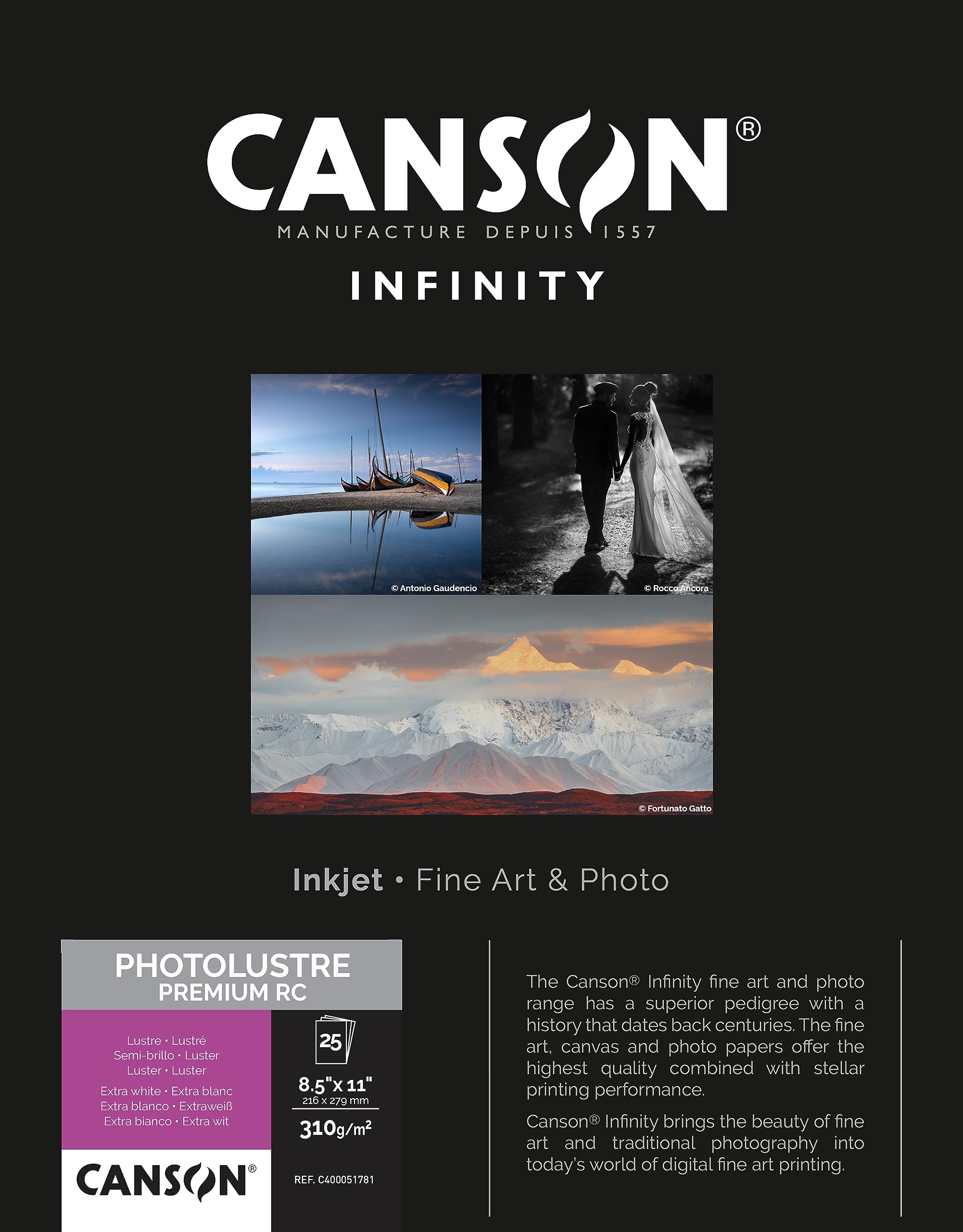 Canson Infinity Photo Lustre Premium Photographic Paper For Black And White, And Color Reproductions, 310 Grams, 8.5 X 11 Inch,