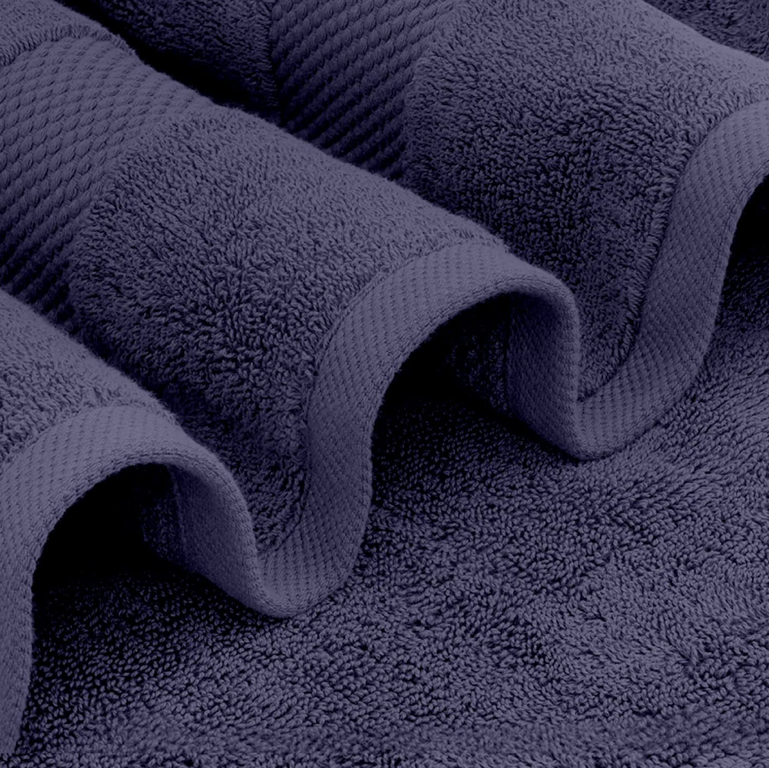 Luxury White Bath Towels Large - 100% Soft Cotton 700 GSM | Absorbent Hotel Bathroom Towel | 27 inch X 54 inch | Set of 4 | Navy