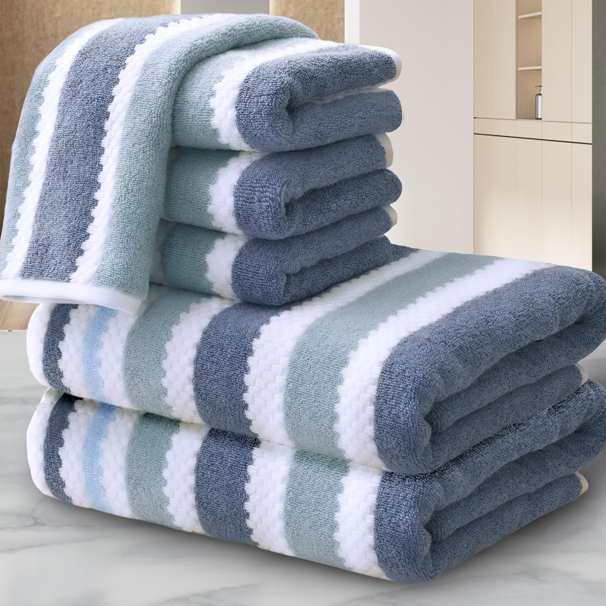 Waffle Towels For Bathroom - Quick Dry | Thick | Lightweight | 540Gsm, 2 Large Bath 30''X56'', 4 Hand 16''X27'', Cotton Polyeste