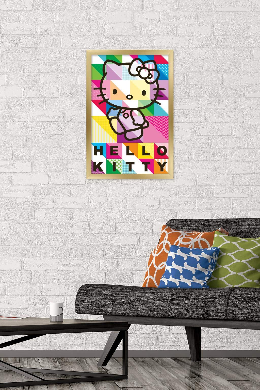Trends International Hello Kitty - Patterns Wall Poster, 14.725'' X 22.375'', Gold Framed Version