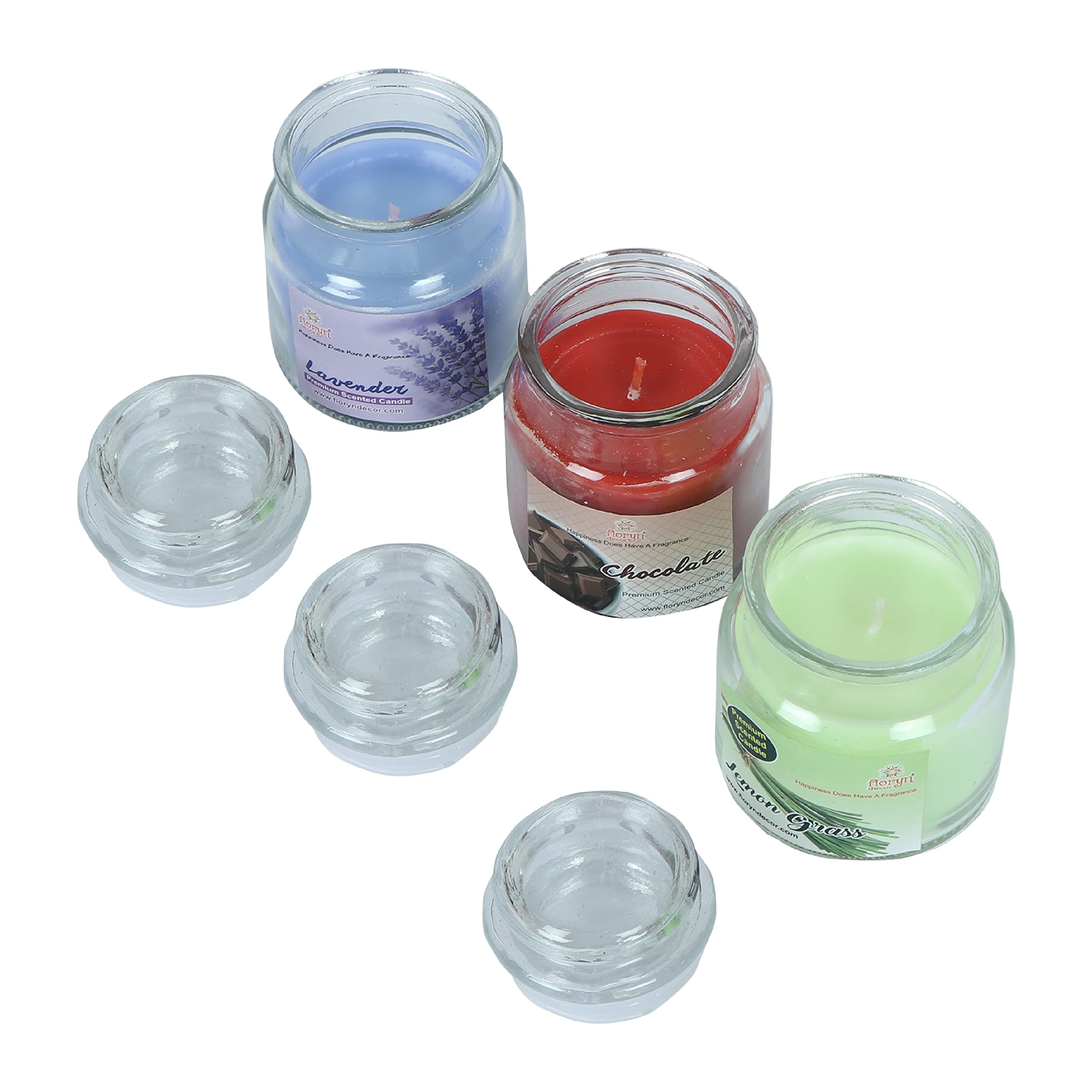 Floryn Decor Scented Cookie Jar Candle | Pack of 3 | Scented Jar Candle (Lavender | Lemon Grass | Chocolate)