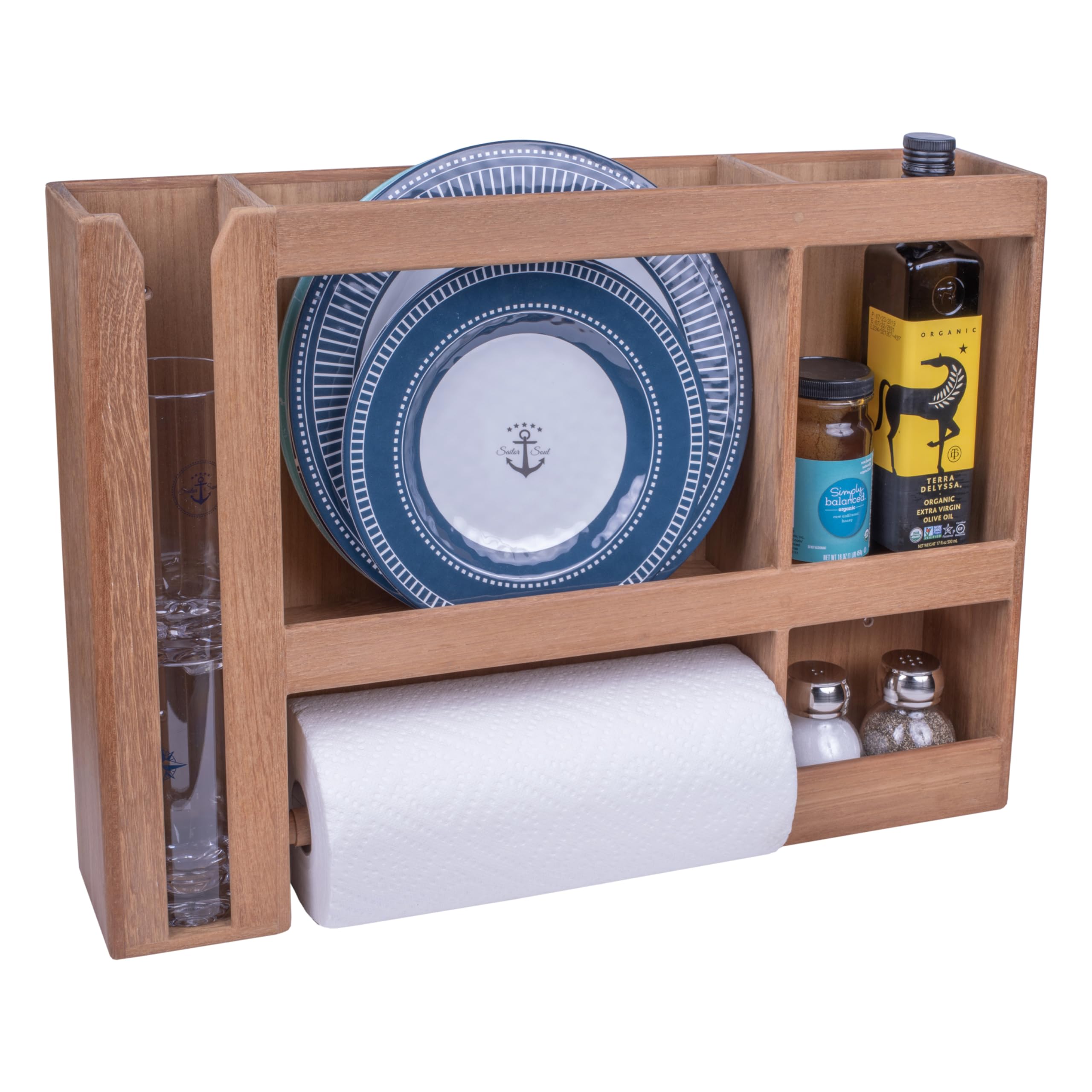 Whitecap 62402 Teak Dish/Cup/Paper Towel Rack