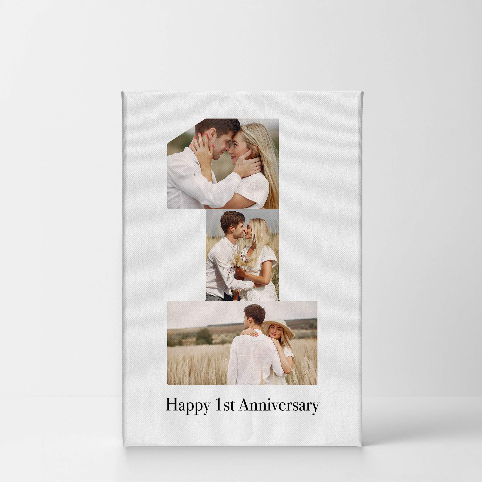 Smile Art Design Custom Photo Print Canvas Print with Your Photos Personalized Photo Upload 3 Images Collage Picture Happy 1st Anniversary Personalized Gifts for Couples Wife Husband - 17x11 inches