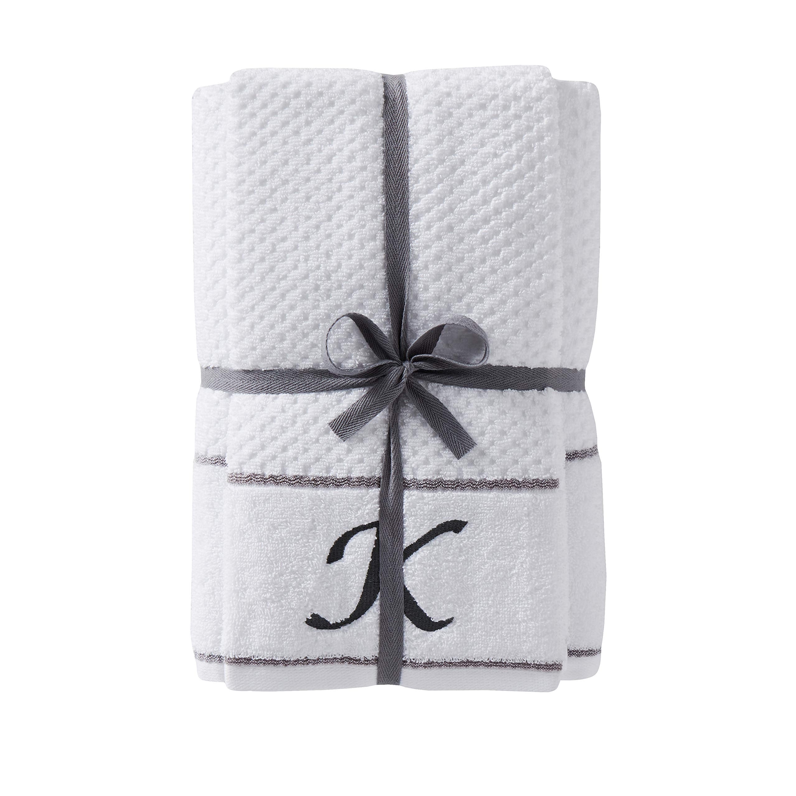 Skl Home By Saturday Knight Ltd. Monogram ''K'' Bath And Hand Towel Set, White, 4-Pack
