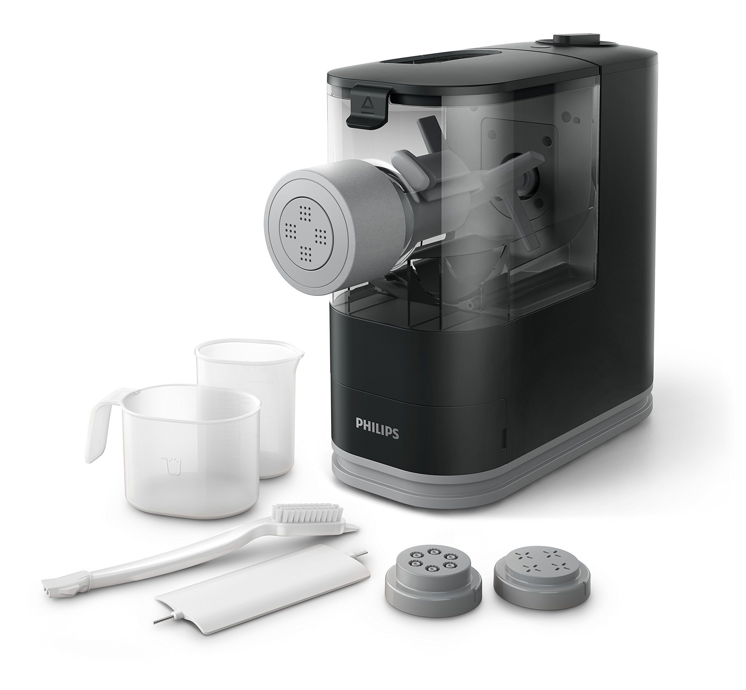 Philips Kitchen Appliances Pasta Maker, Fully Automatic, Small, Black, Model HR2371/05, Includes 3 Shaping Discs & Recipe Book