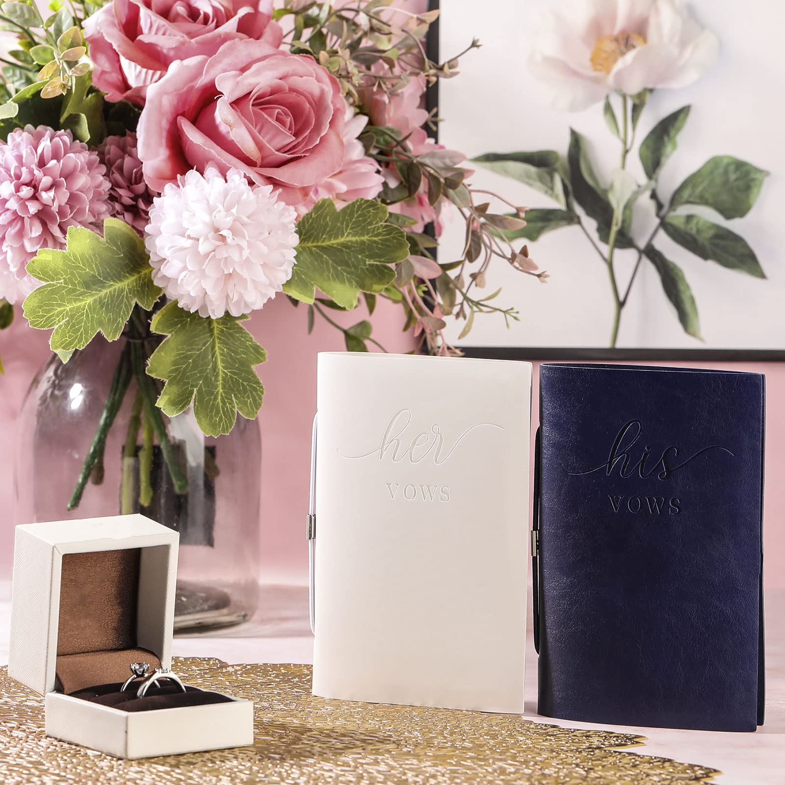 2 Pcs Wedding Vow Books His And Hers Vow Books Vow Notebook For Wedding Vows Journal Wedding Day Officiant Book 5.9 X 3.9 Inch,