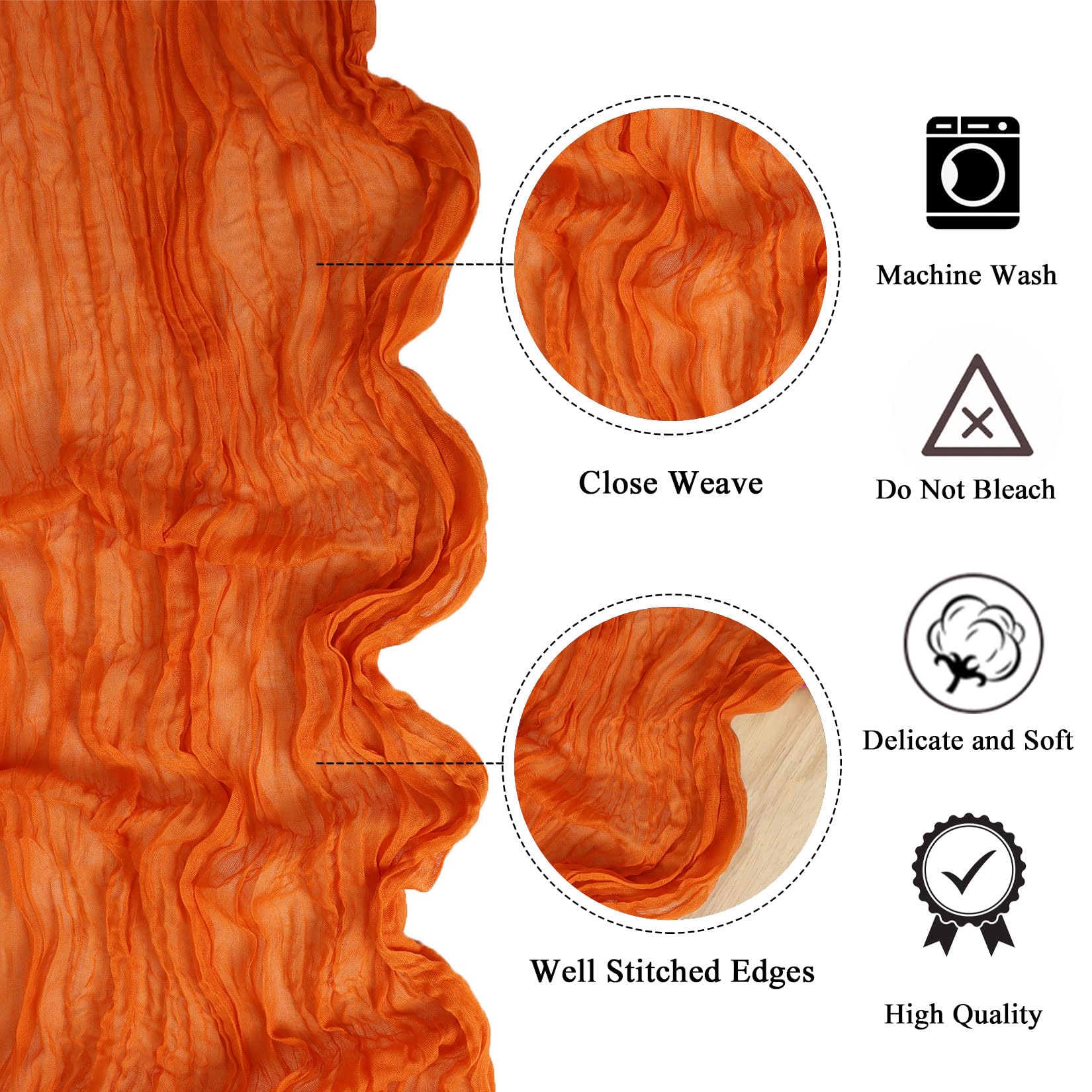 Fanproms Orange Cheesecloth Table Runner Boho Rustic Gauze Table Runner 10Ft Cheese Cloth Wedding Table Decorations For Fall Hal