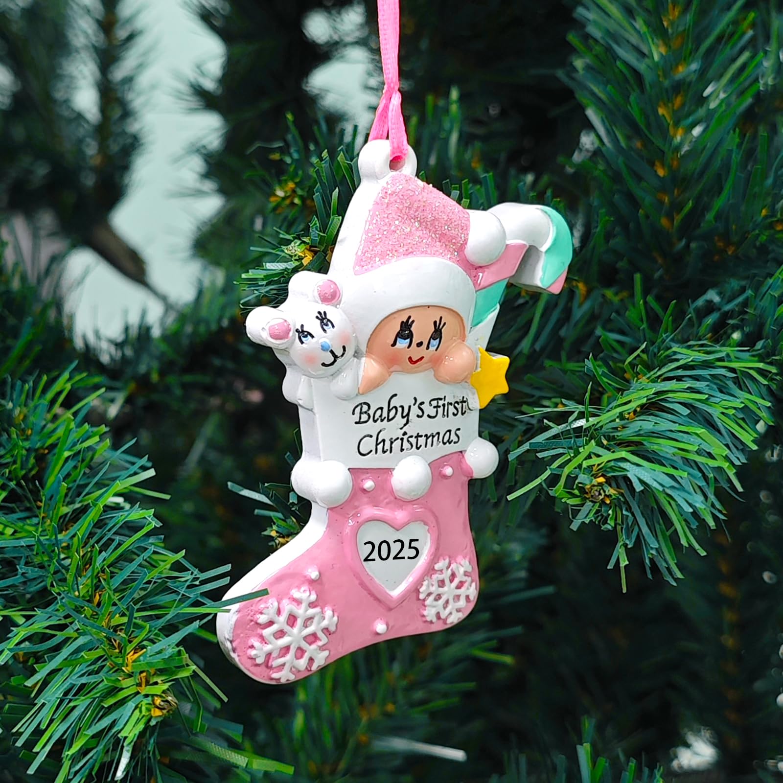 Baby's First Christmas Ornament 2025,Babys First Christmas Stocking Ornaments for Boy and Girls Personalized Babies Gifts My 1st