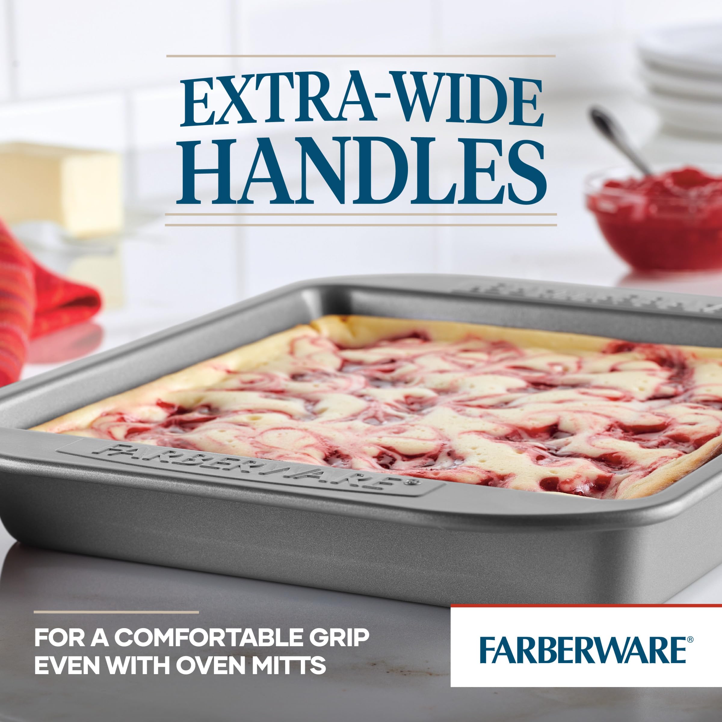 Farberware Nonstick Bakeware Nonstick Baking Pan / Nonstick Cake Pan, Square - 9 Inch, Gray