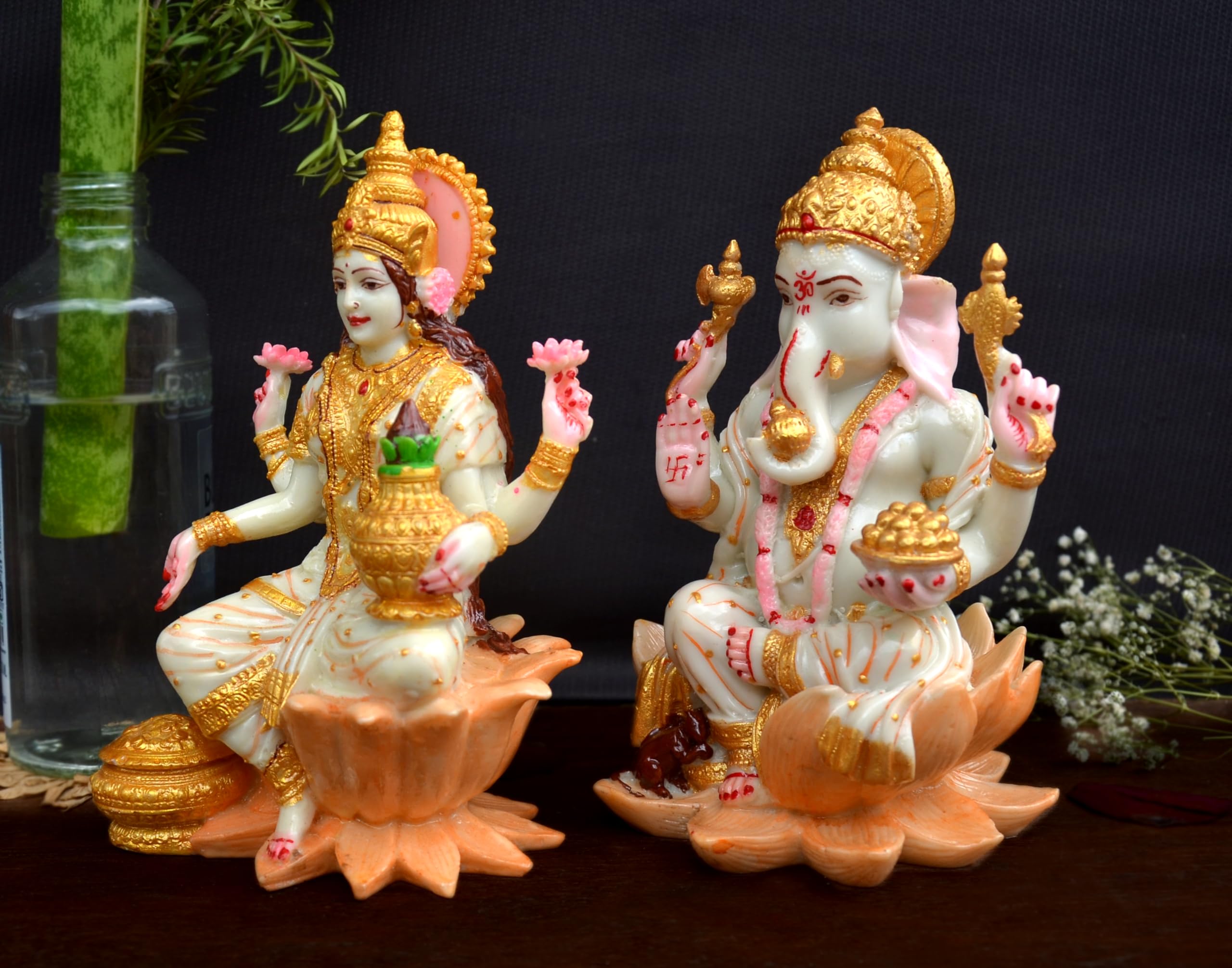 Soni Craft Marble Dust Attractive Ganesh Lakshmi Ji Set For Diwali Pooja I Religious Home Decor Idol I God Idol Gift I Spiritual