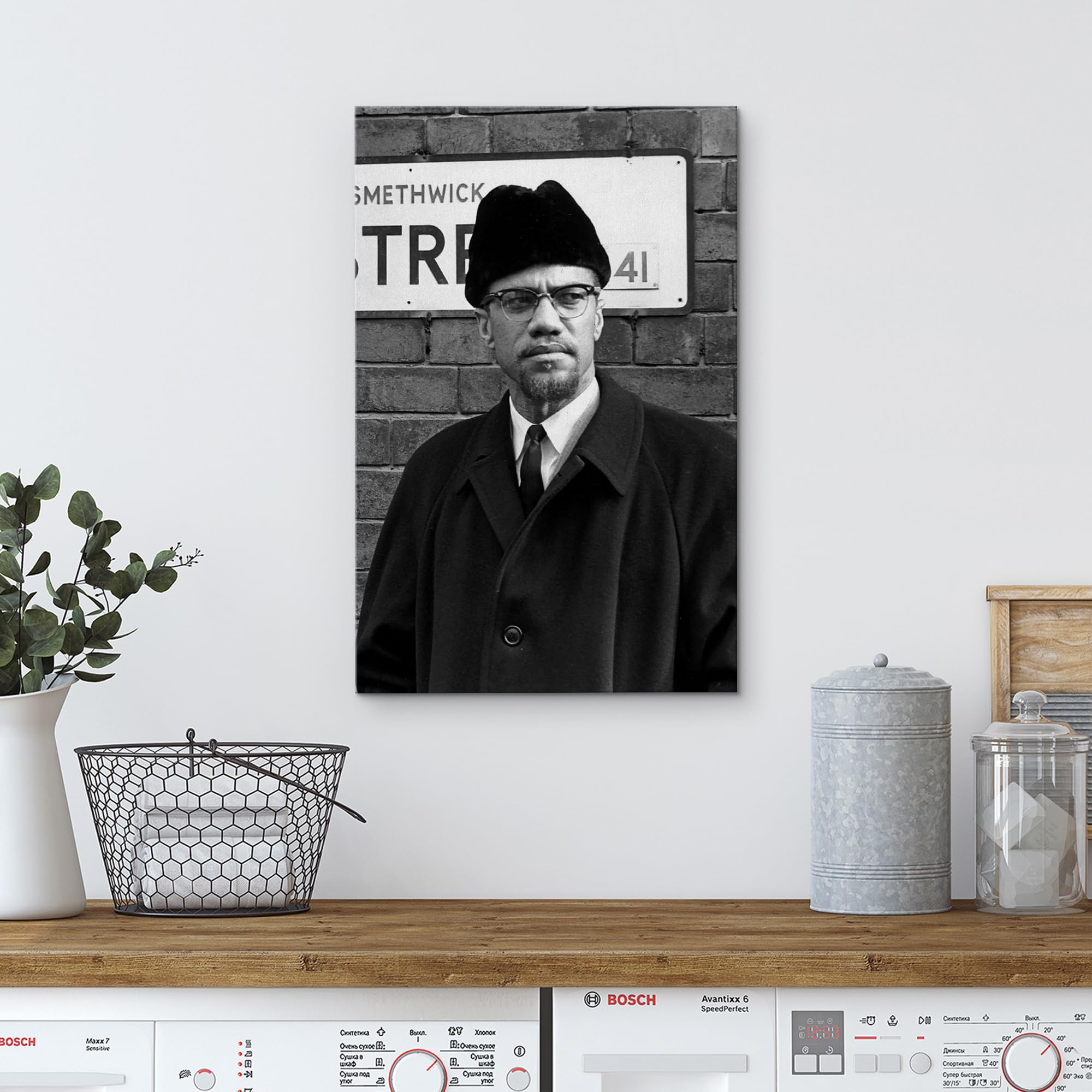 Wall26 Canvas Print Wall Art African American Black & White Malcolm X Civil Rights Historic Classic Photography Realism Traditio