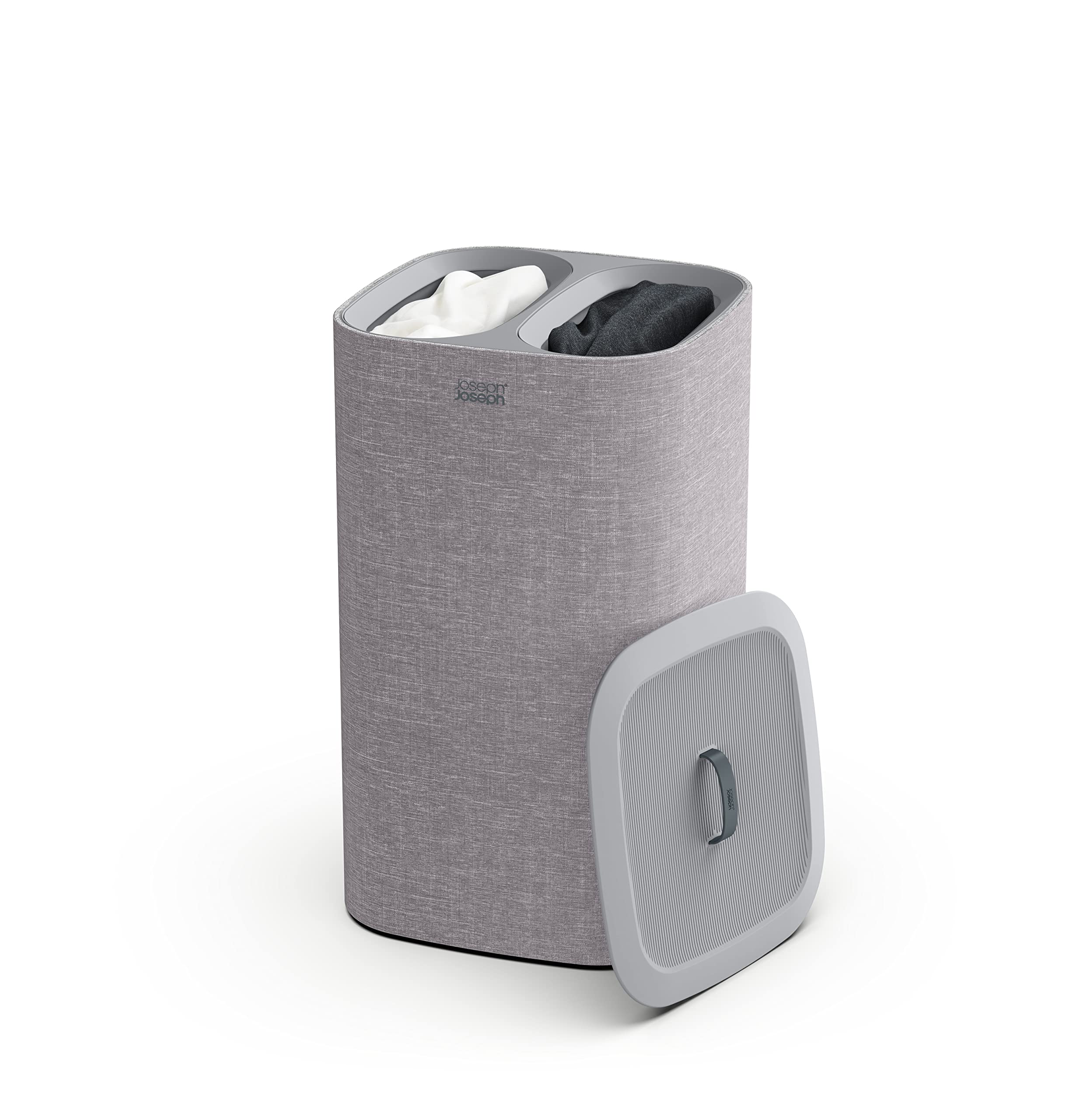 Joseph Joseph Tota 60-Liter Laundry Hamper Separation Basket With Lid, 2 Removable Washing Bags With Handles- Grey