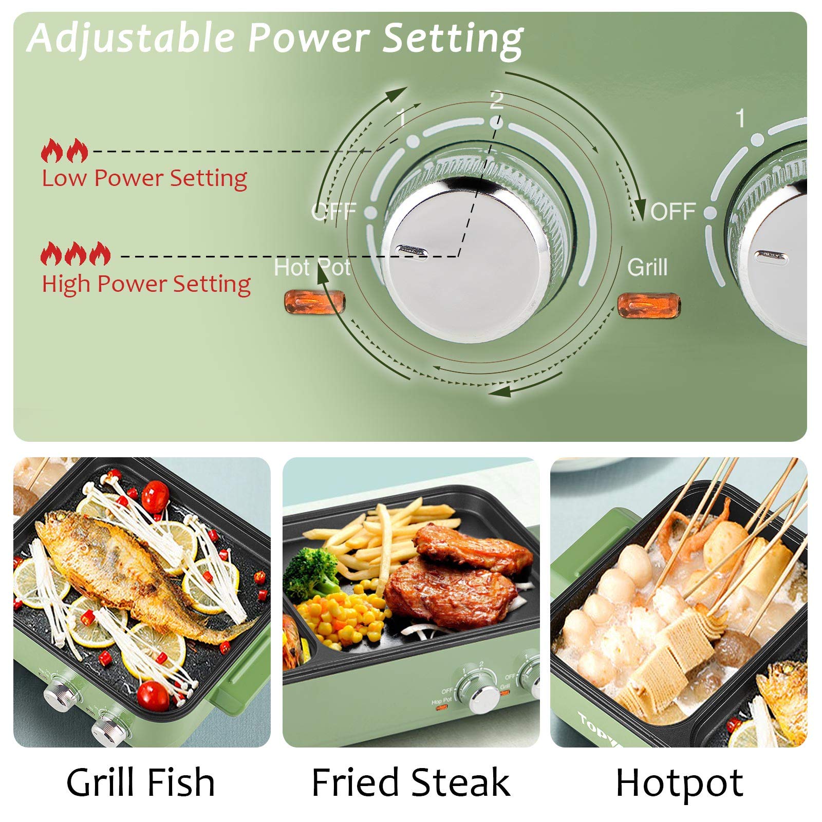 Topwit Hot Pot Electric With Grill, 2 In 1 Indoor Non-Stick Electric Pot And Griddle For Korean Bbq, Steaks, Shabu Shabu And Noo