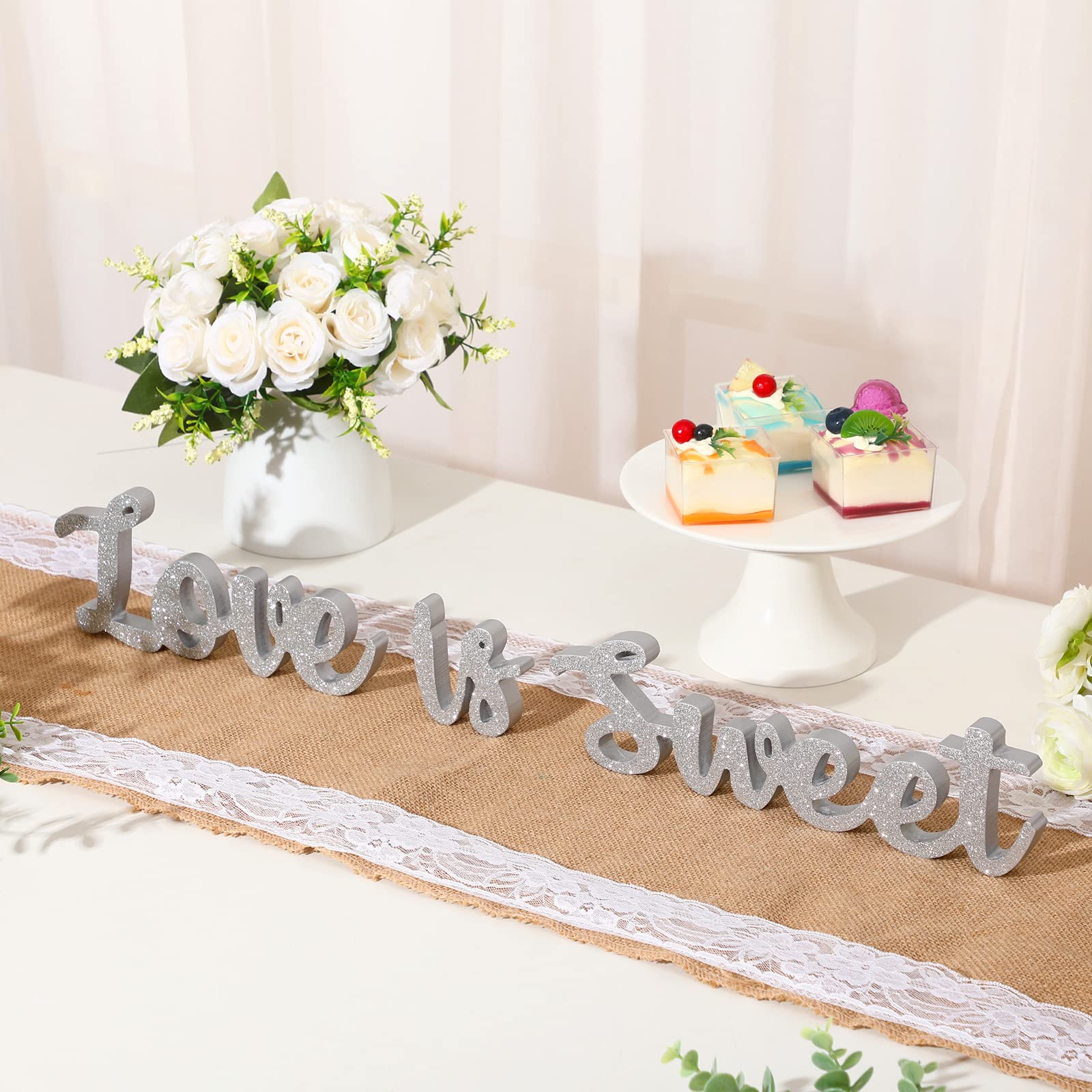 Love Is Sweet Table Decor Hollow Love Sign Wooden Love Is Sweet Sign for Dessert Table Freestanding Love Wood Sign Love Is Sweet