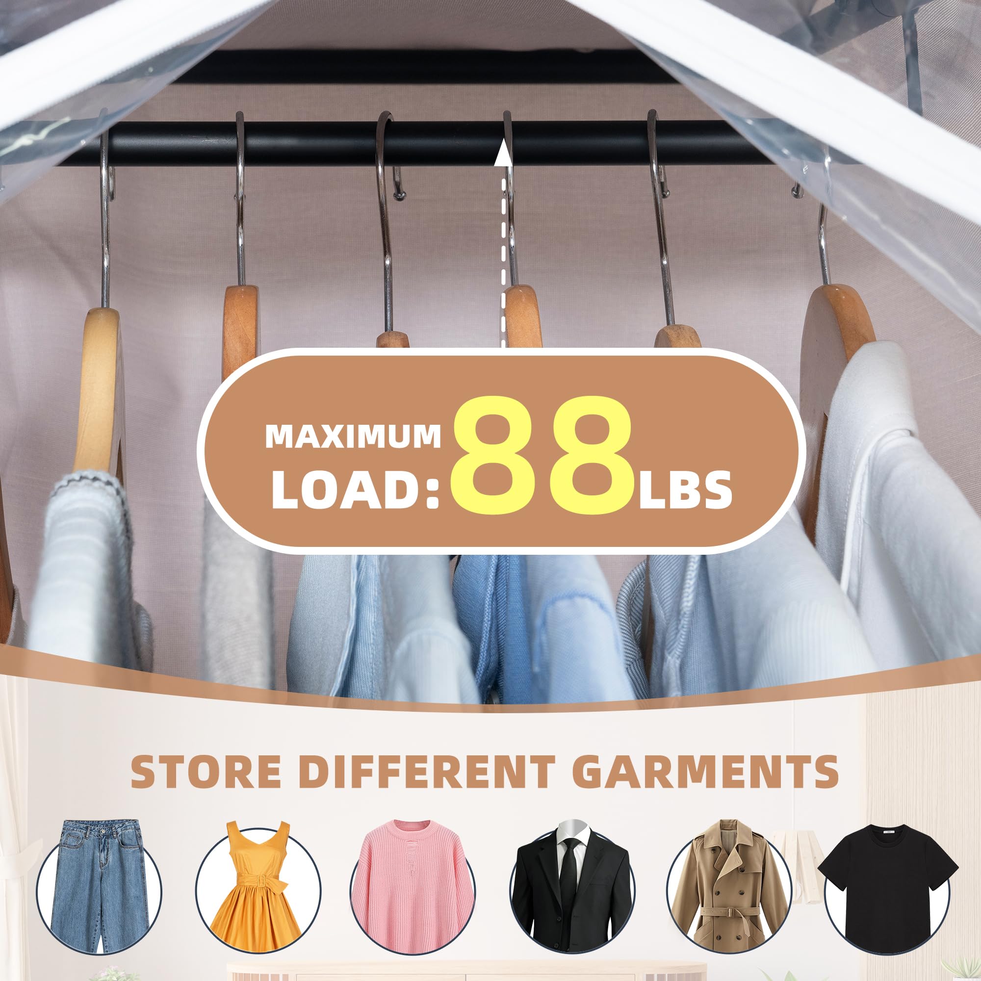 Storage Maniac 2-Pack Hanging Garment Bag Zipper Cover With Sealed Clear Window, Long Garment Cover For Closet Storage Wardrobe