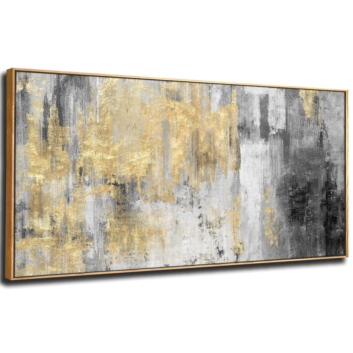 Home Decor Large Wall Art Gold Abstract Art 30''X60''Black Wall Decor Living Room Framed Artwork Paintings For Office Bedroom Di