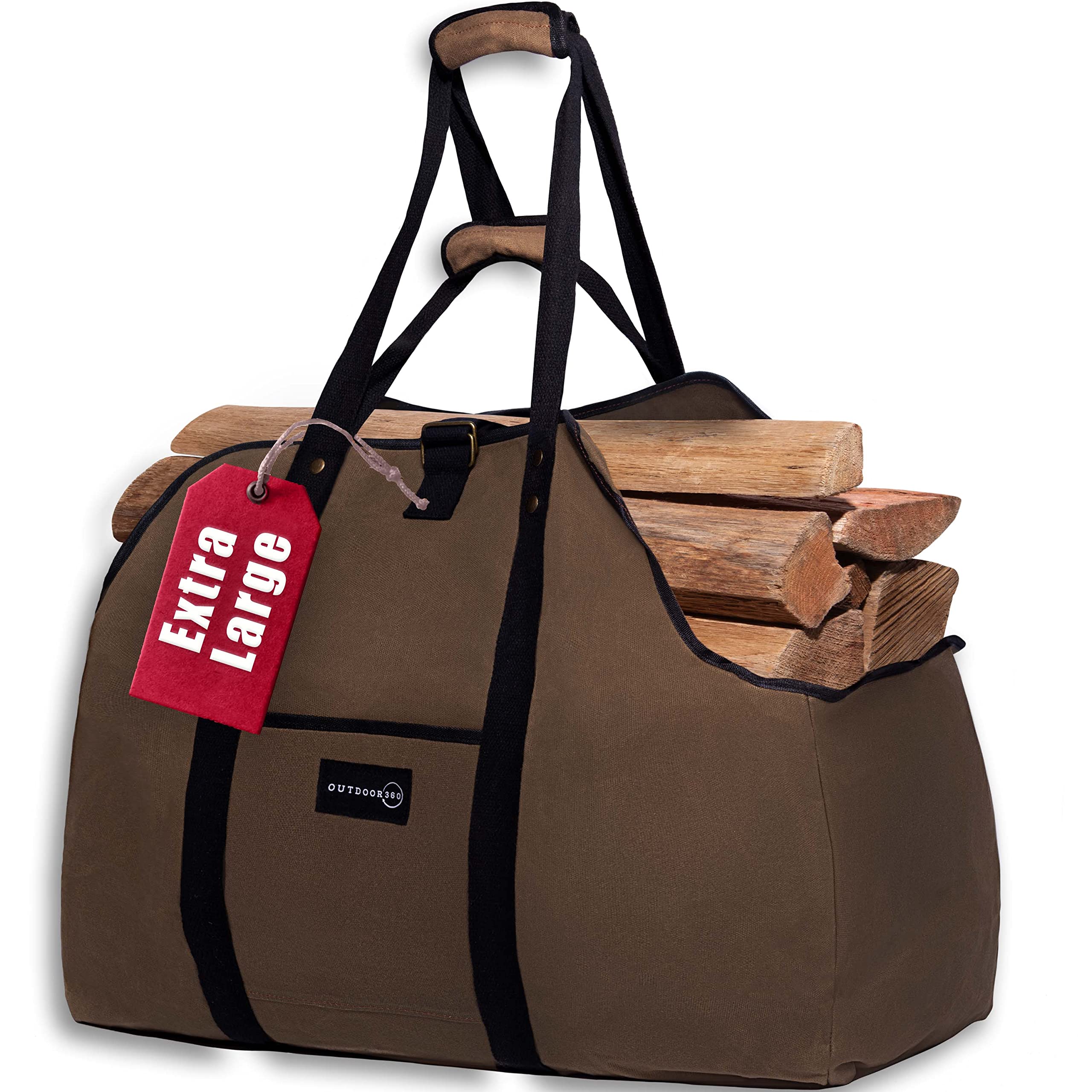 Outdoor 360 Firewood Bag Carrier - Extra Large Wood Bag For Firewood-Water Resistant Carrying Bag With Padded Handles & A Handy