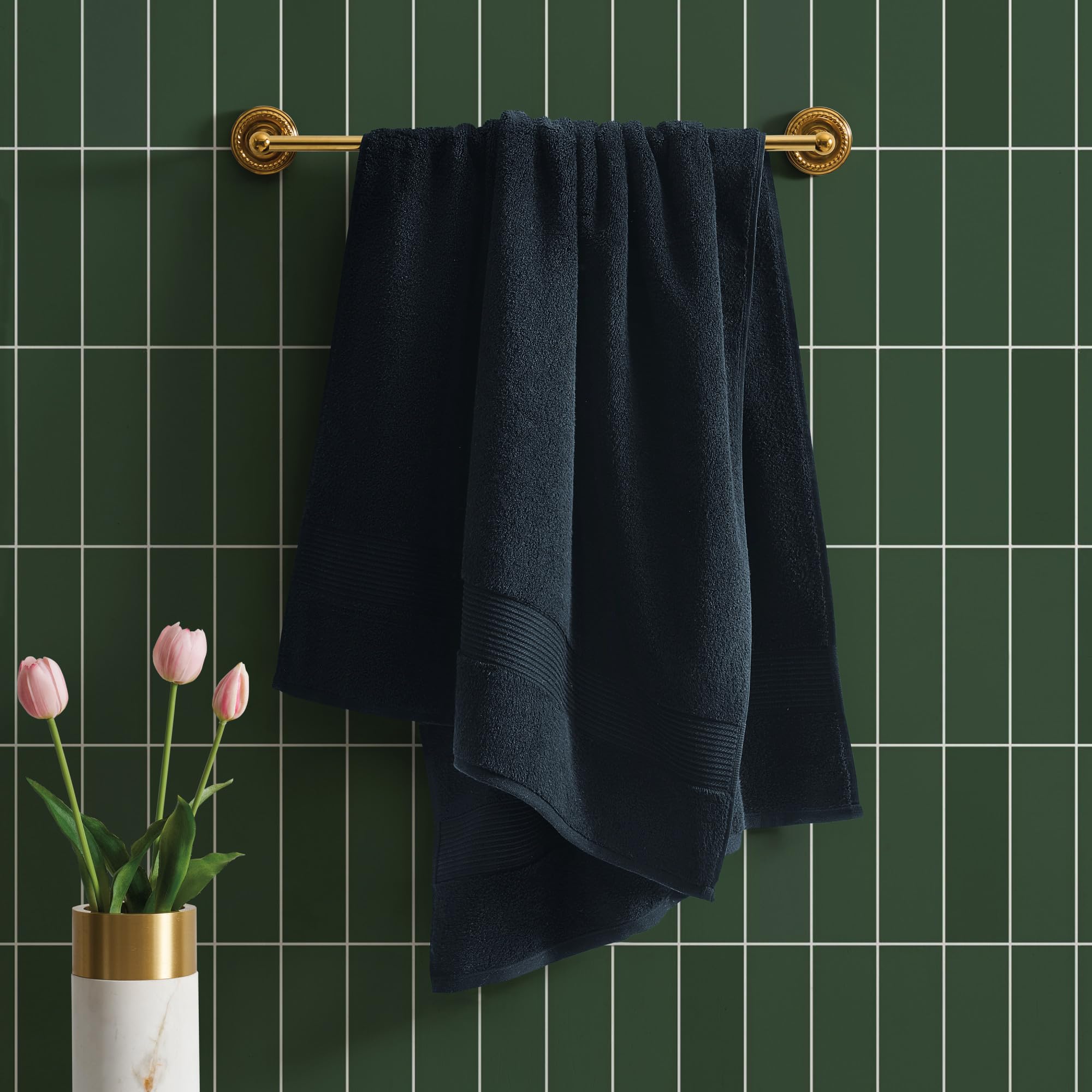 Ted Baker Bath Towel - 1 Piece - 100% Cotton - Soft, Highly Absorbent, 30 X 56, Black