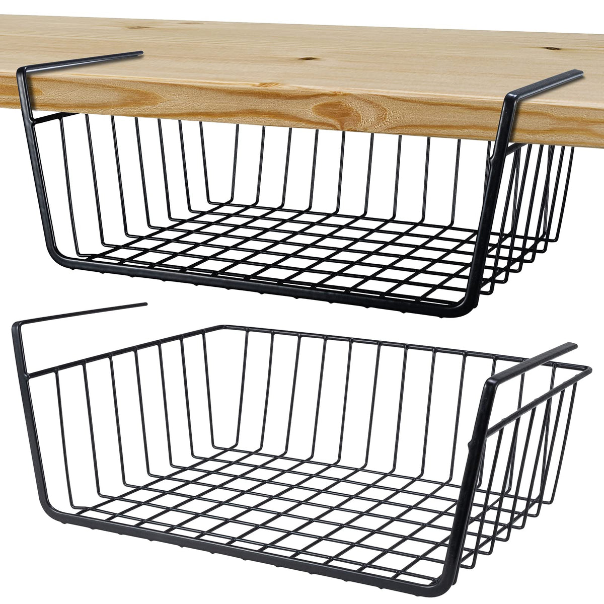 Undershelf Storage Basket Under Shelf Wire Basket Household Metal Under Shelf Hanging Storage Bin Basket Slides Under Shelves Fo