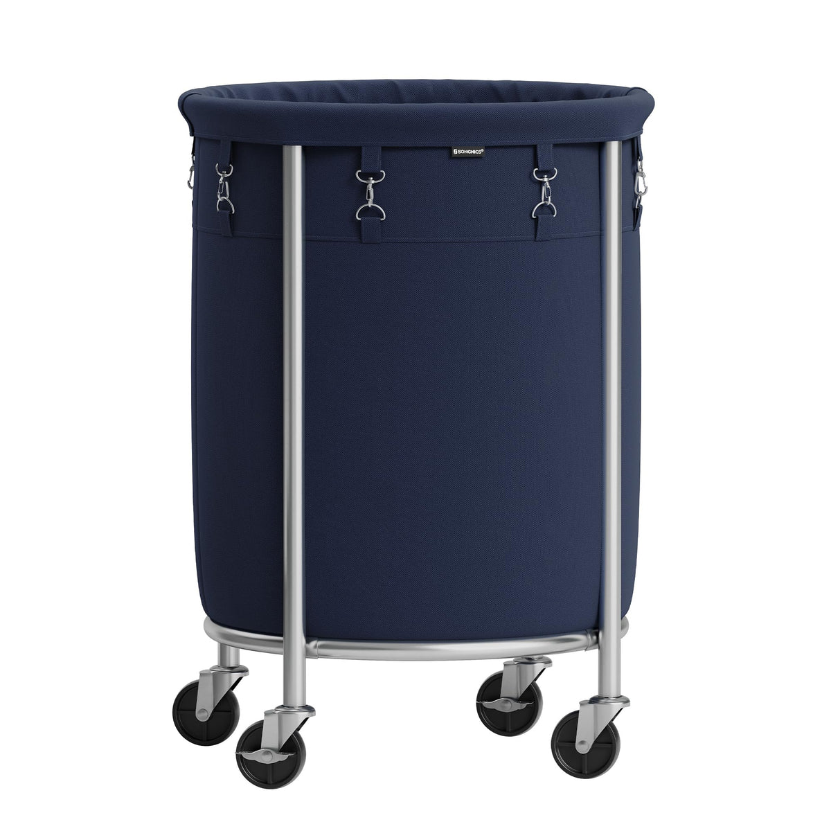 Songmics Laundry Basket With Casters, Rolling Laundry Hamper, 29 Gal., Round Laundry Cart With Steel Frame And Removable Bag, 4