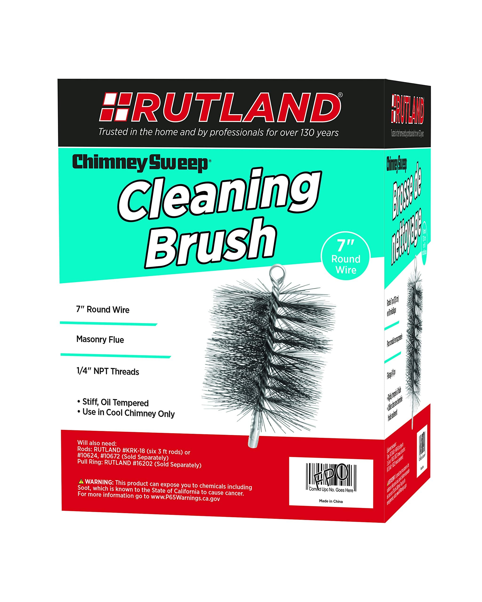 Rutland Products 16407 7'' Round Chimney Cleaning Brush (Packaging May Vary)