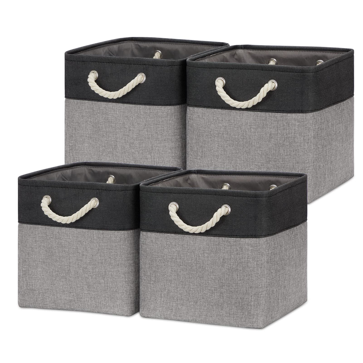 Temary 12 Inch Cube Storage Baskets 4 Pack Fabric Storage Bin For Clothes, Large Baskets With Handles, Basket For Organizing Tow
